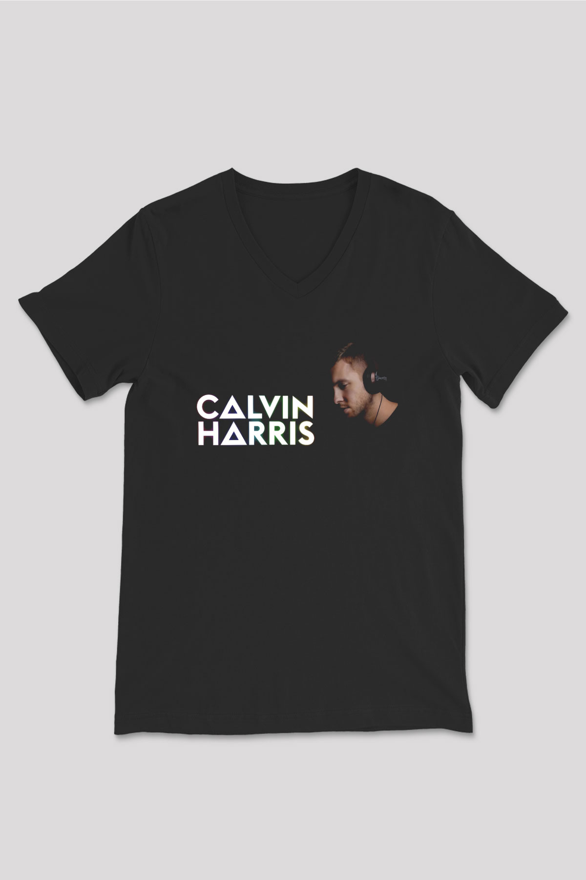 Calvin Harris Siyah Unisex V Yaka Tişört