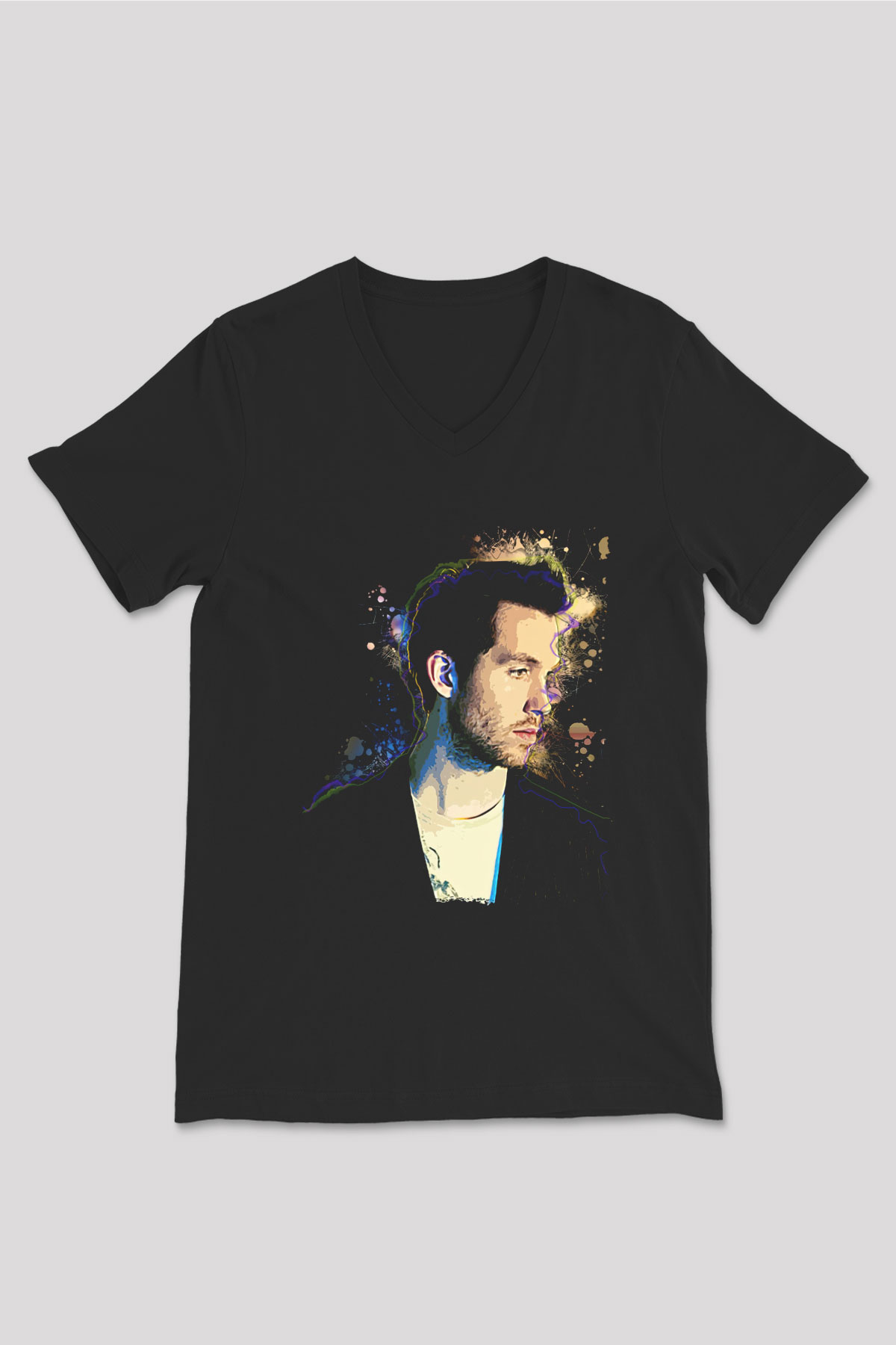 Calvin Harris Siyah Unisex V Yaka Tişört