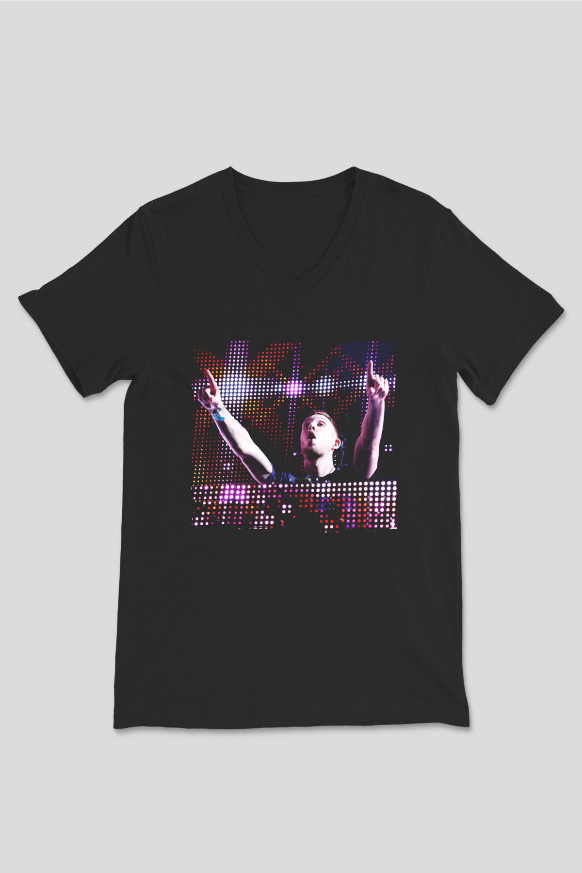 Calvin Harris Siyah Unisex V Yaka Tişört