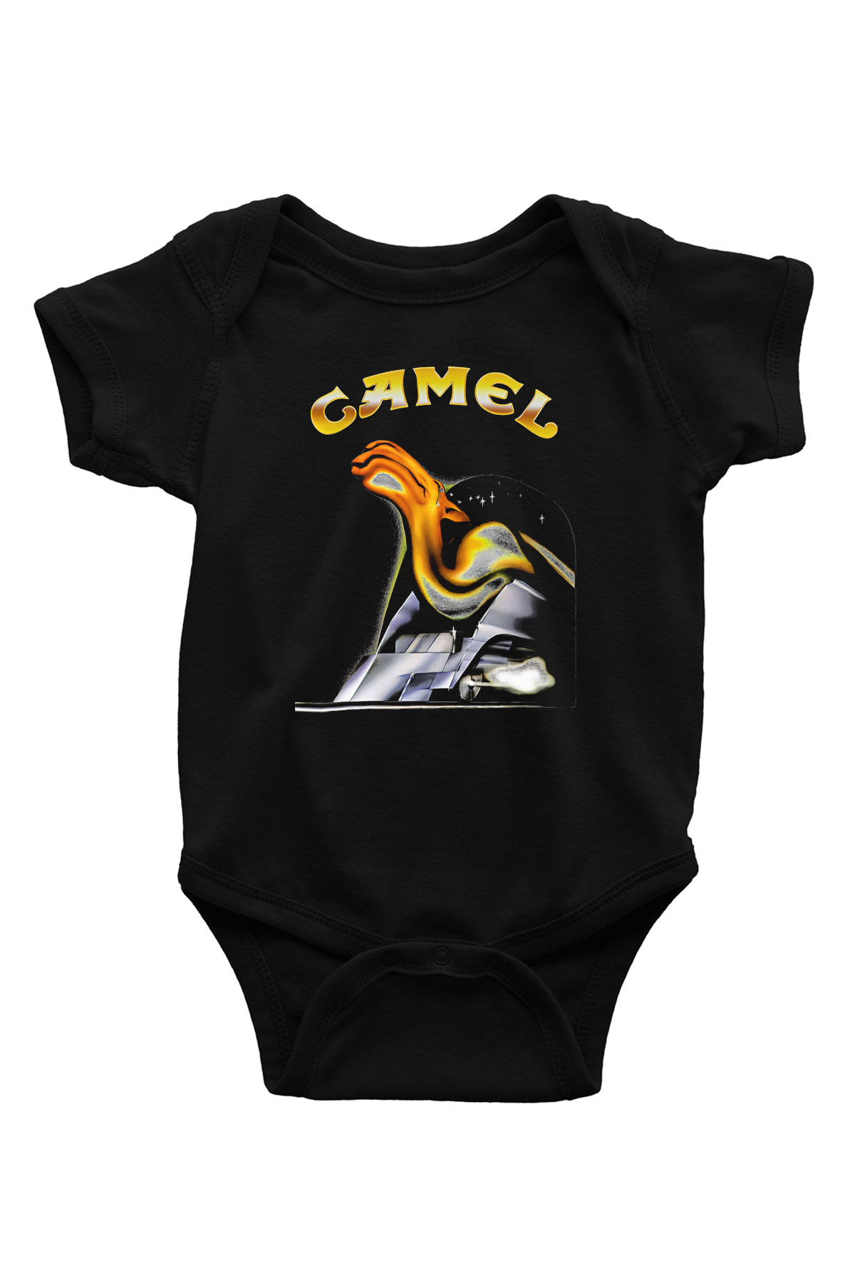 Camel Baskılı Unisex Siyah Bebek Body - Zıbın