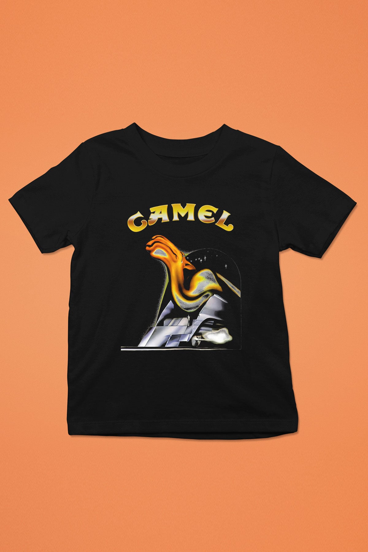 Camel Baskılı Unisex Siyah Çocuk Tişört - Tshirt