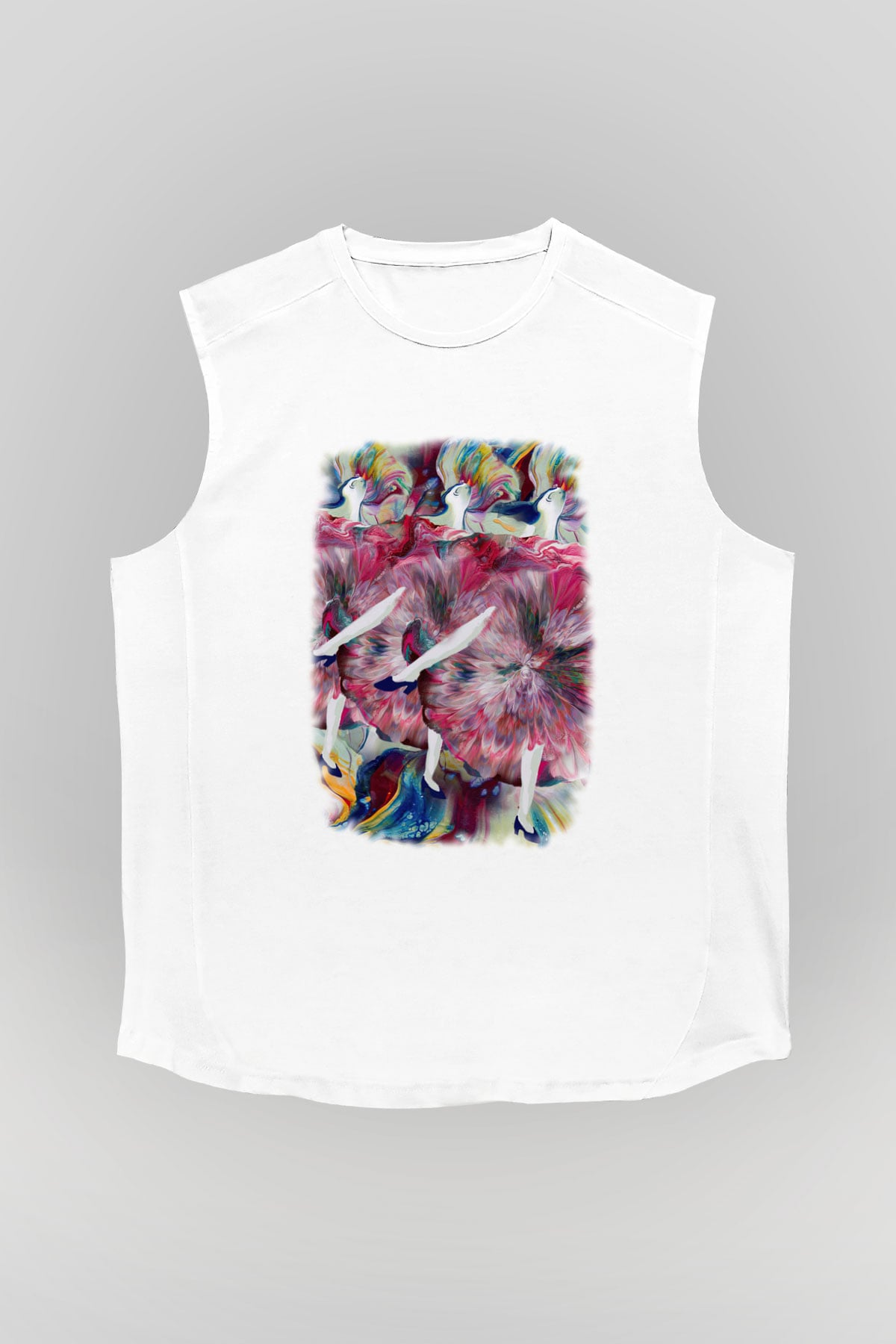 Cancan Beyaz Unisex Kolsuz Tişört
