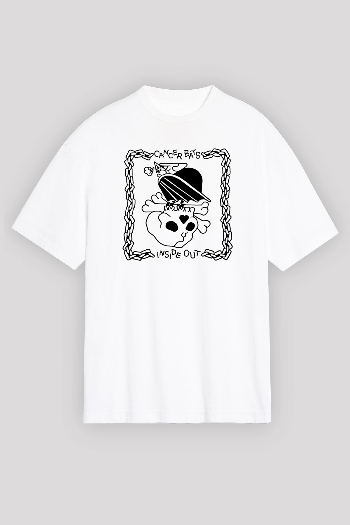 Cancer Bats Baskılı Unisex Beyaz Oversize Tişört