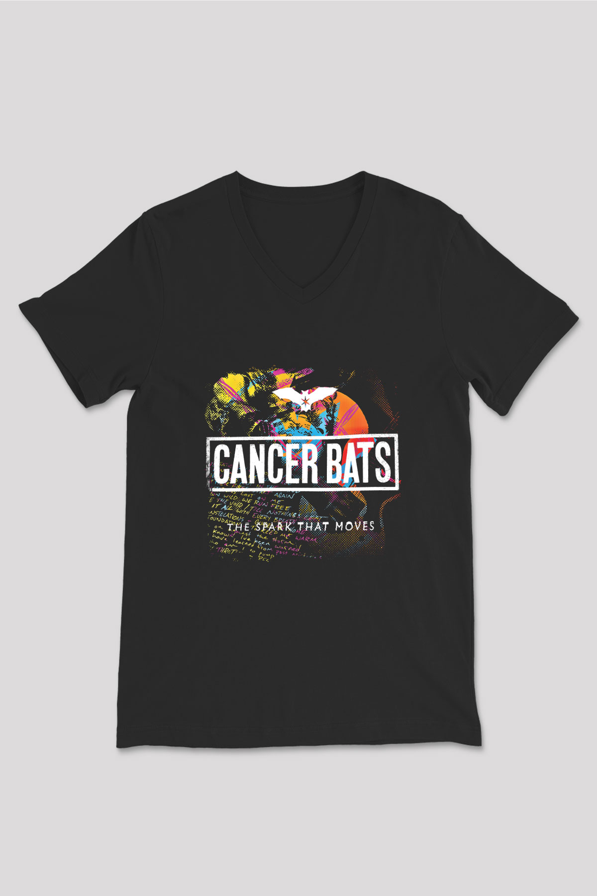 Cancer Bats Baskılı Unisex Siyah V Yaka Tişört