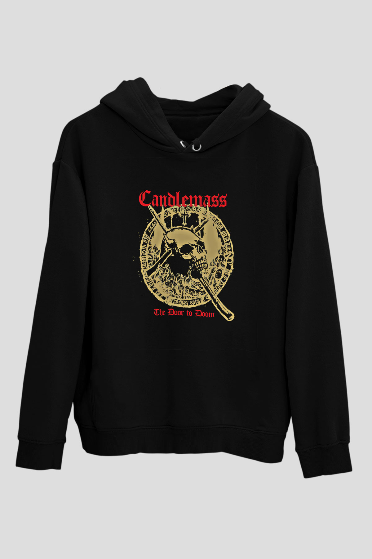 Candlemass Baskılı Unisex Siyah Hoodie