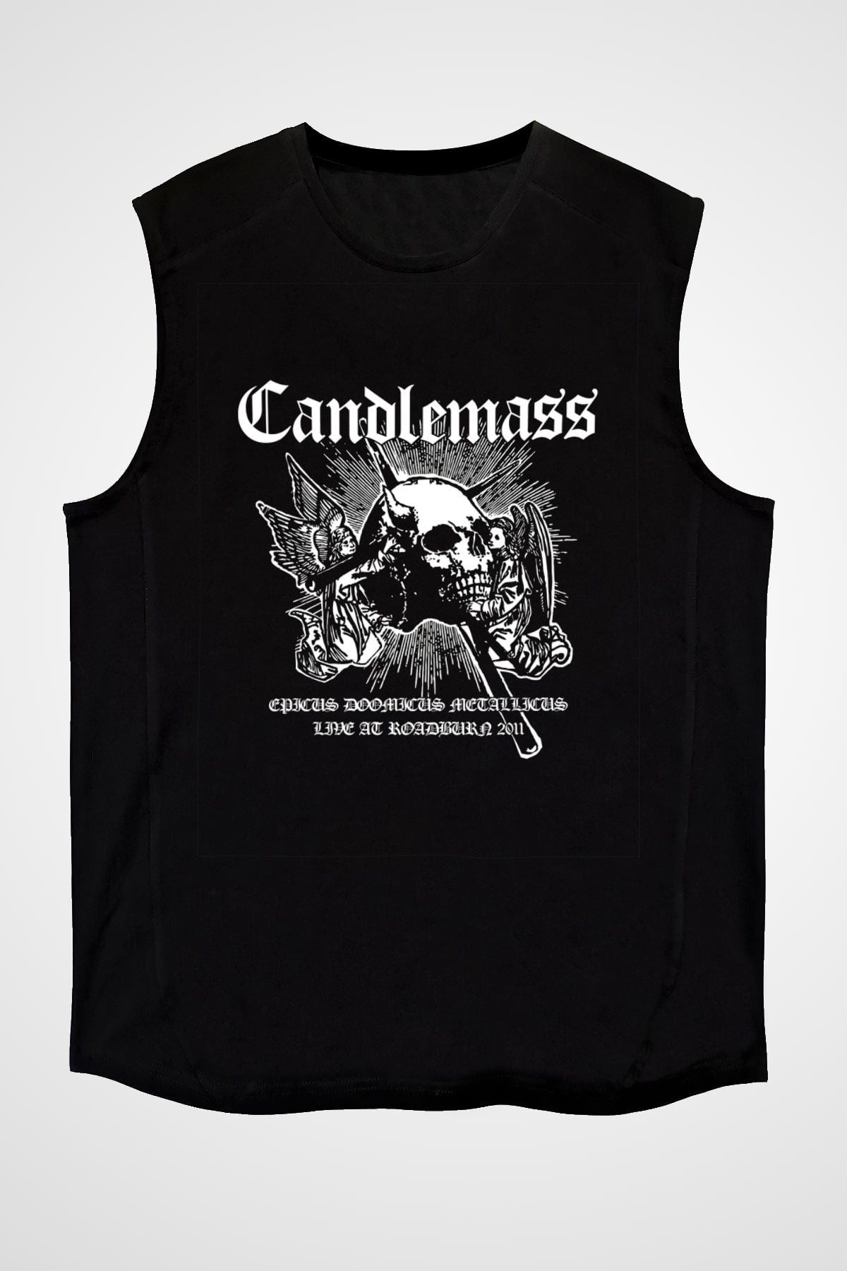 Candlemass Baskılı Unisex Siyah Kolsuz Tişört