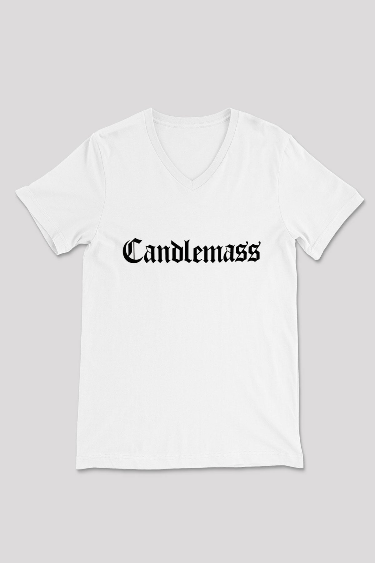 Candlemass Beyaz Unisex V Yaka Tişört
