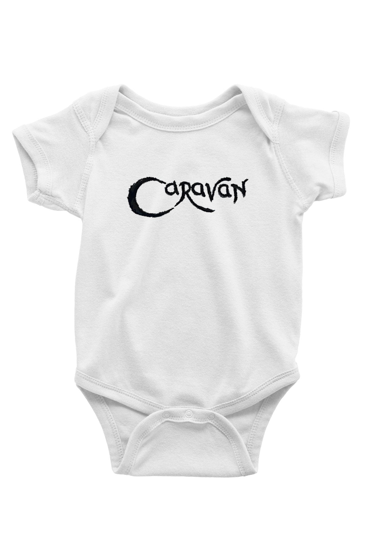 Caravan Baskılı Beyaz Unisex Bebek Body - Zıbın