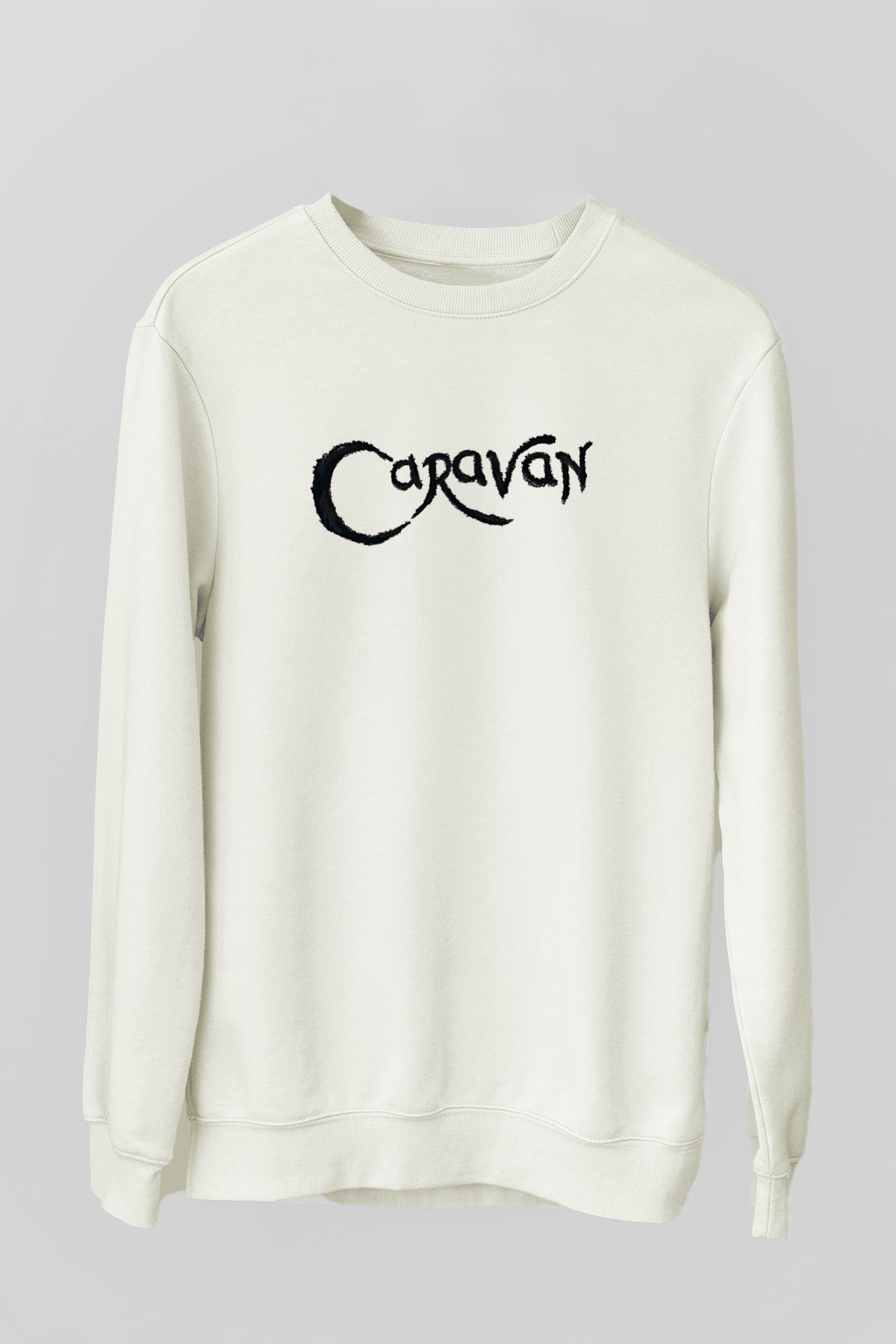 Caravan Baskılı Beyaz Unisex Sweatshirt
