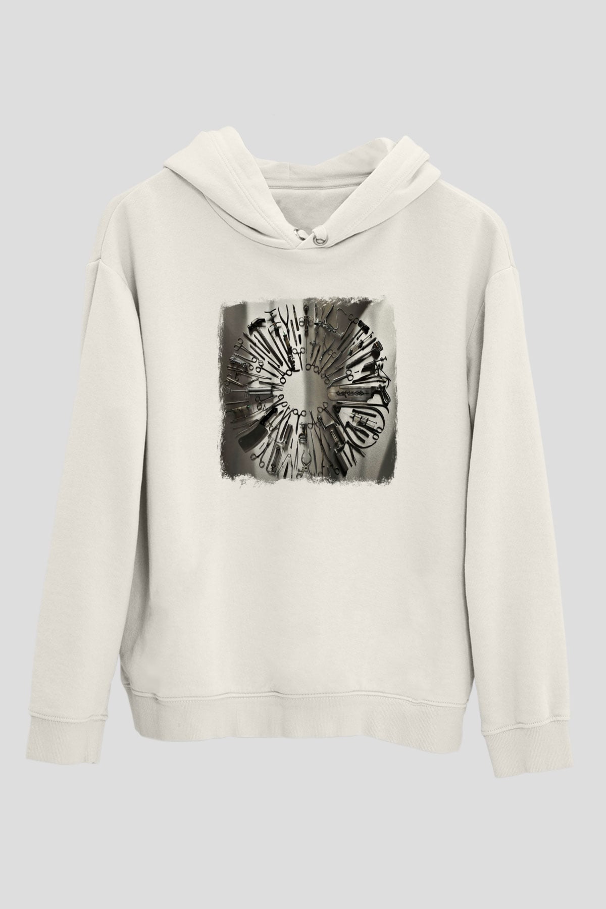 Carcass Baskılı Unisex Beyaz Hoodie
