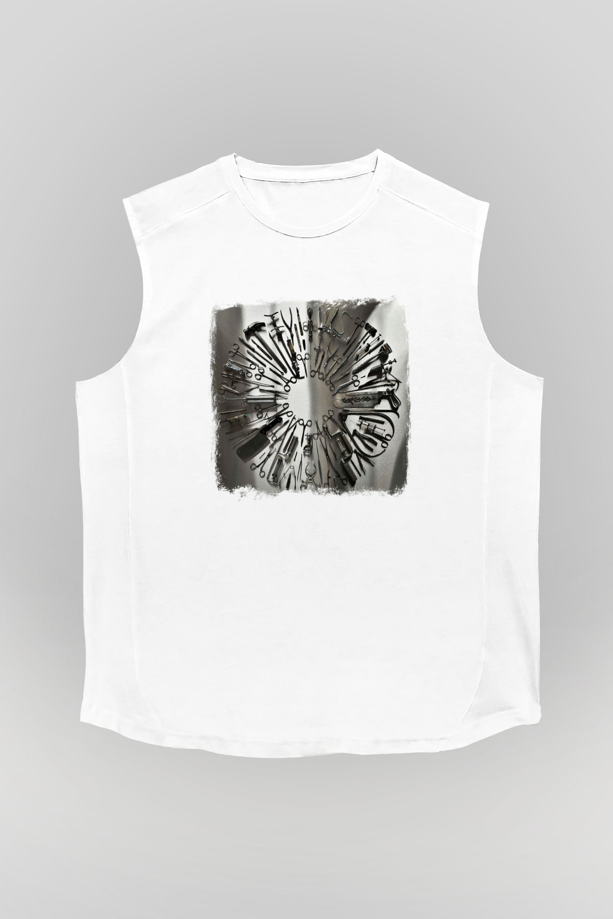 Carcass Baskılı Unisex Beyaz Kolsuz Tişört
