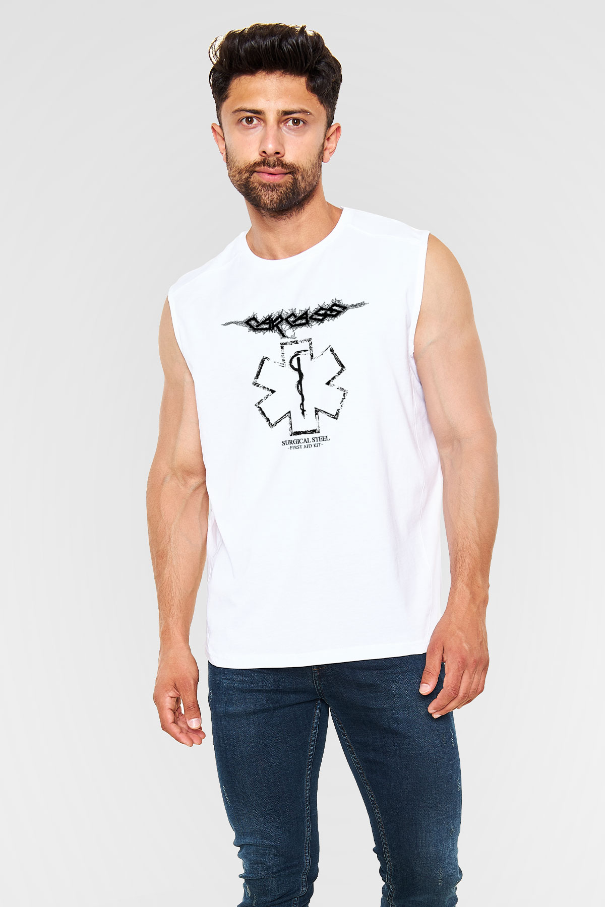 Carcass Beyaz Unisex Kolsuz Tişört
