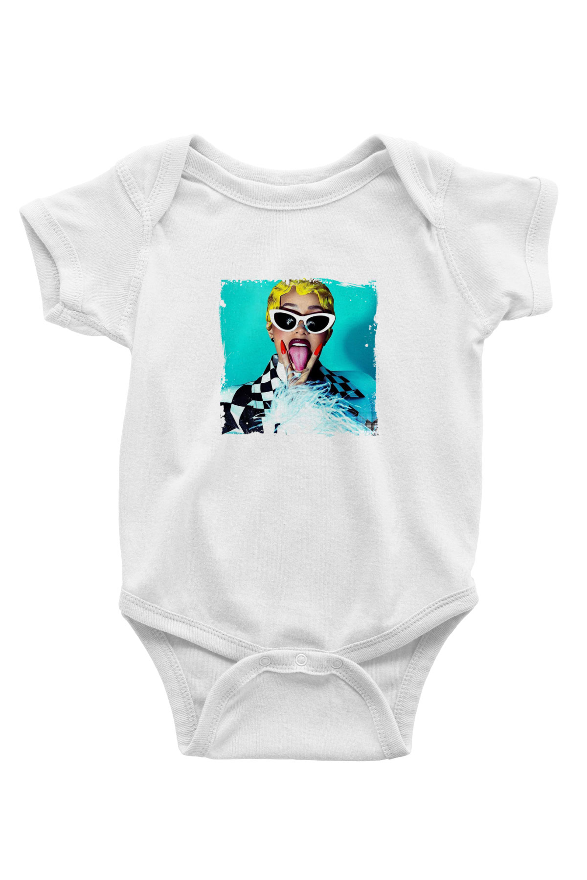 Cardi B Baskılı Unisex Beyaz Bebek Body - Zıbın