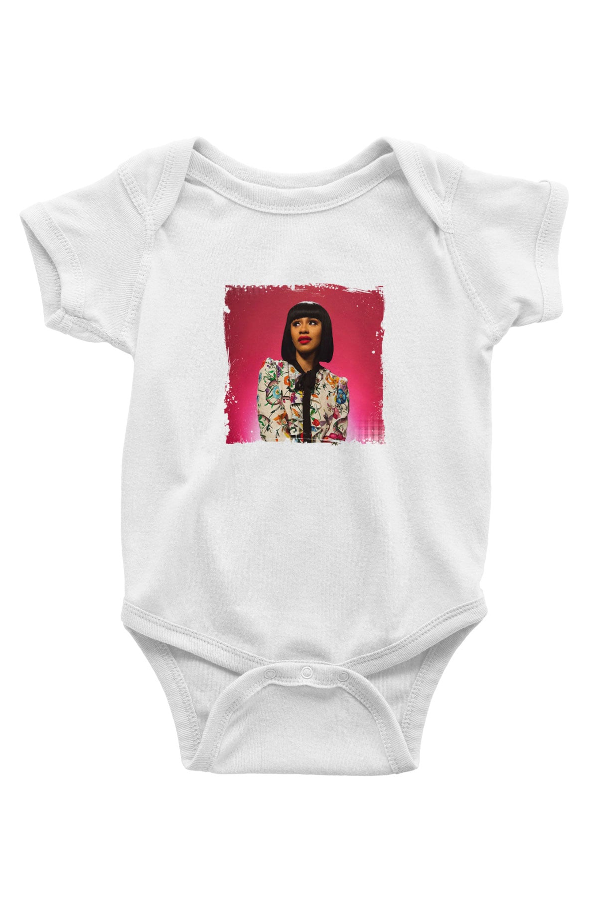 Cardi B Baskılı Unisex Beyaz Bebek Body - Zıbın