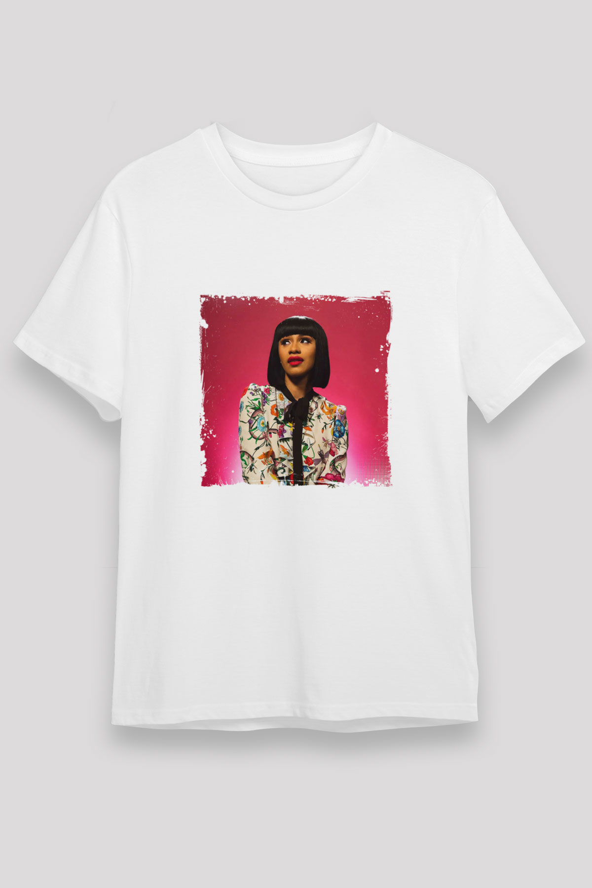 Cardi B Baskılı Unisex Beyaz Tişört