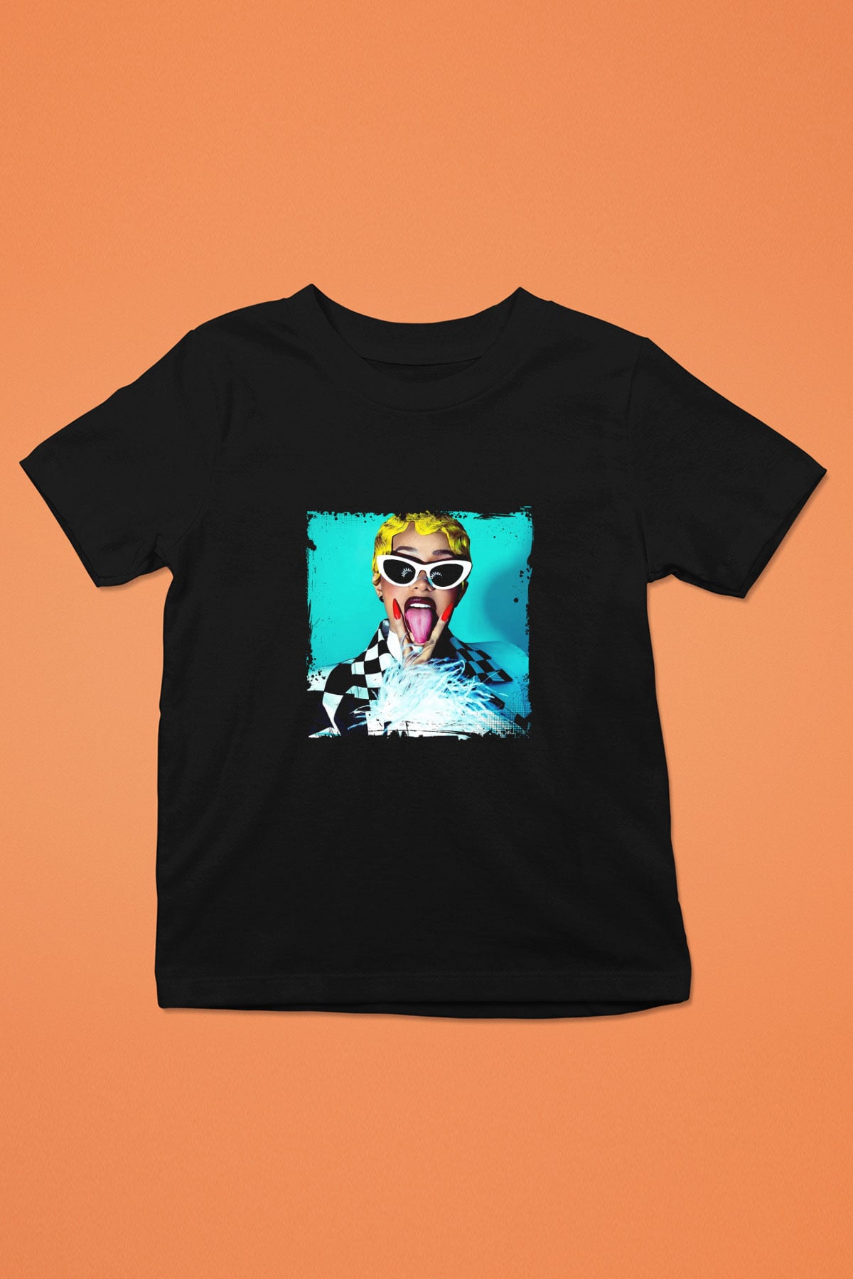 Cardi B Baskılı Unisex Siyah Çocuk Tişört