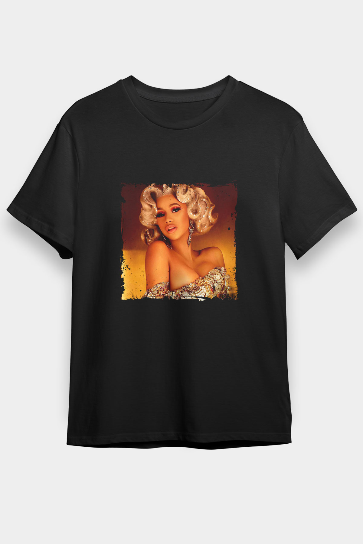 Cardi B Baskılı Unisex Siyah Tişört