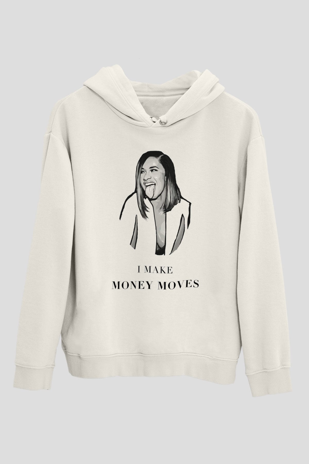 Cardi B Beyaz Unisex Kapşonlu Sweatshirt