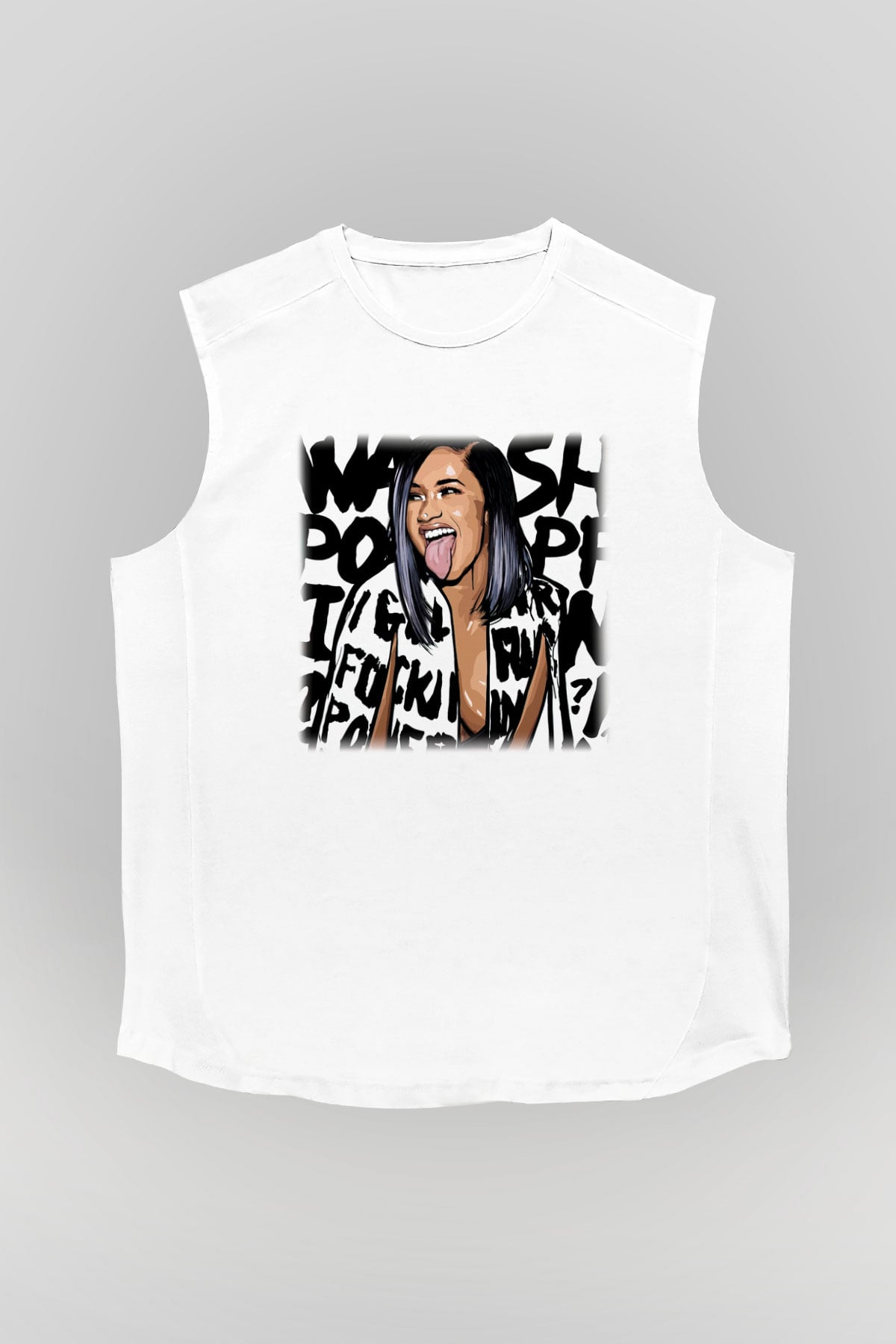 Cardi B Beyaz Unisex Kolsuz Tişört