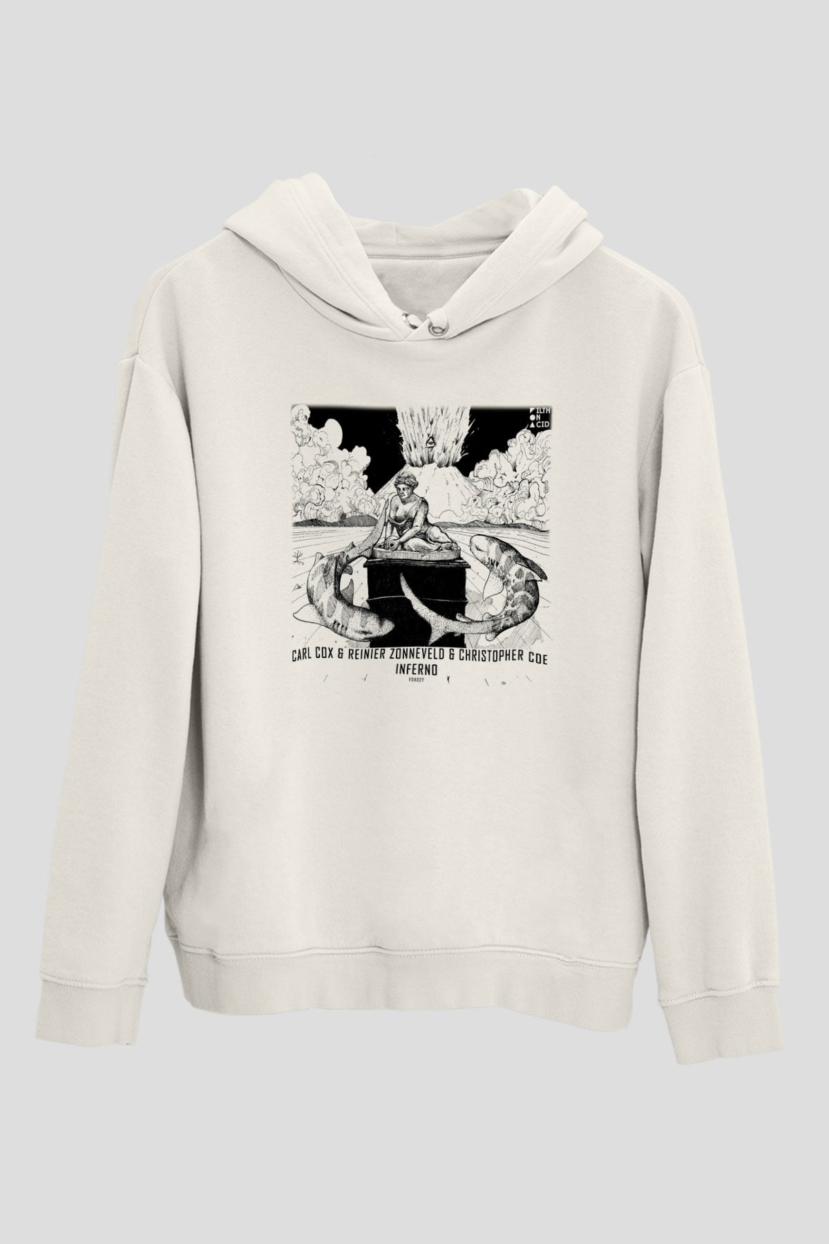 Carl Cox Beyaz Unisex Kapşonlu Sweatshirt