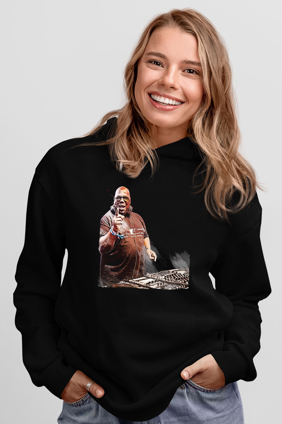 Carl Cox Siyah Unisex Kapüşonlu Sweatshirt