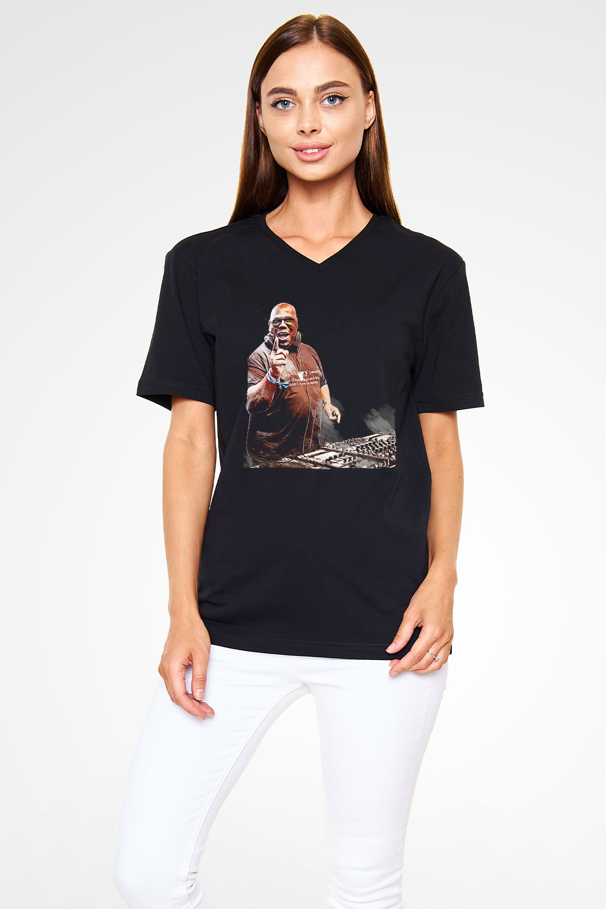 Carl Cox Siyah Unisex V Yaka Tişört