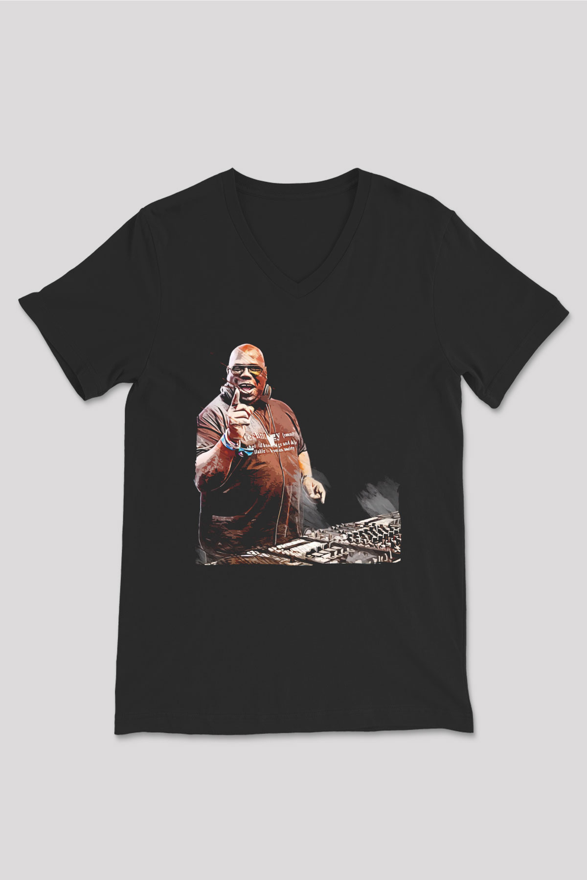 Carl Cox Siyah Unisex V Yaka Tişört