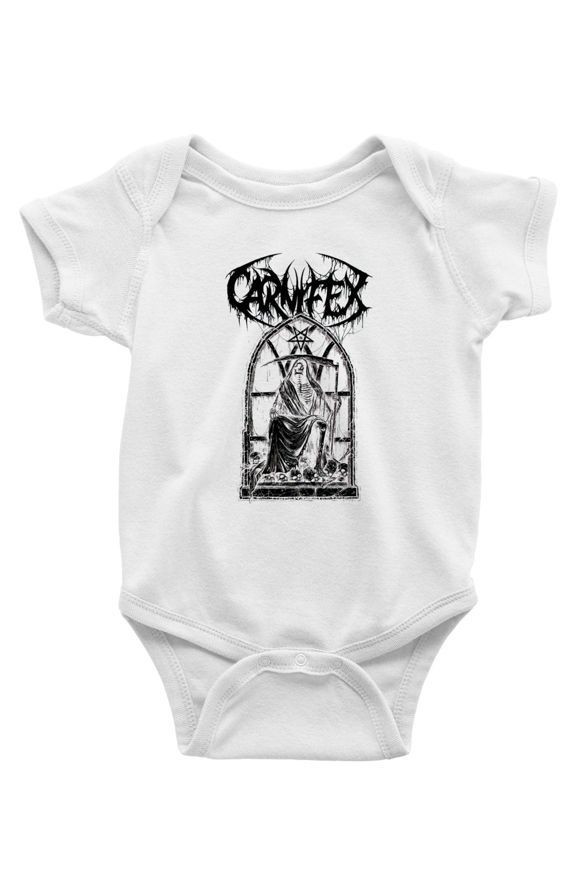 Carnifex Baskılı Beyaz Unisex Bebek Body - Zıbın