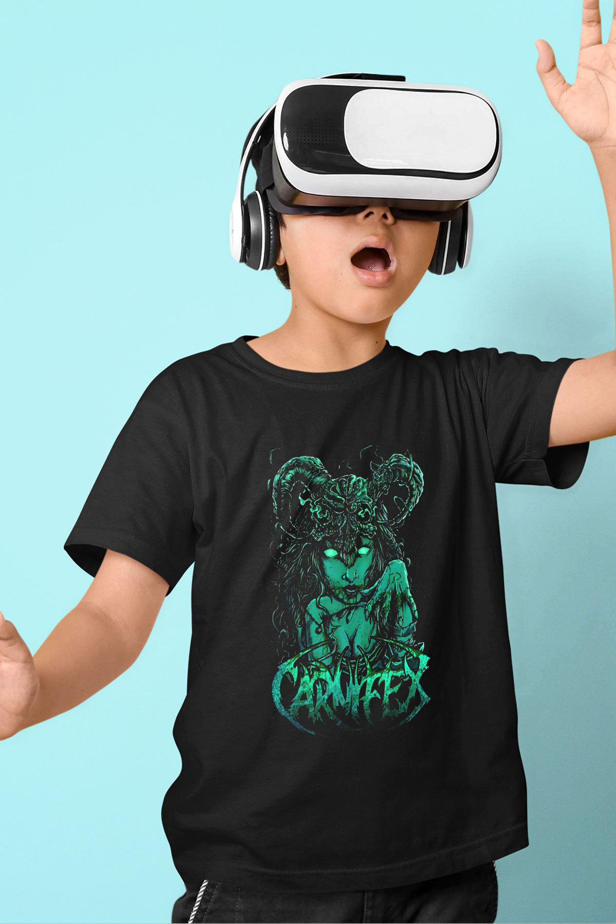 Carnifex Baskılı Siyah Unisex Çocuk Tişört