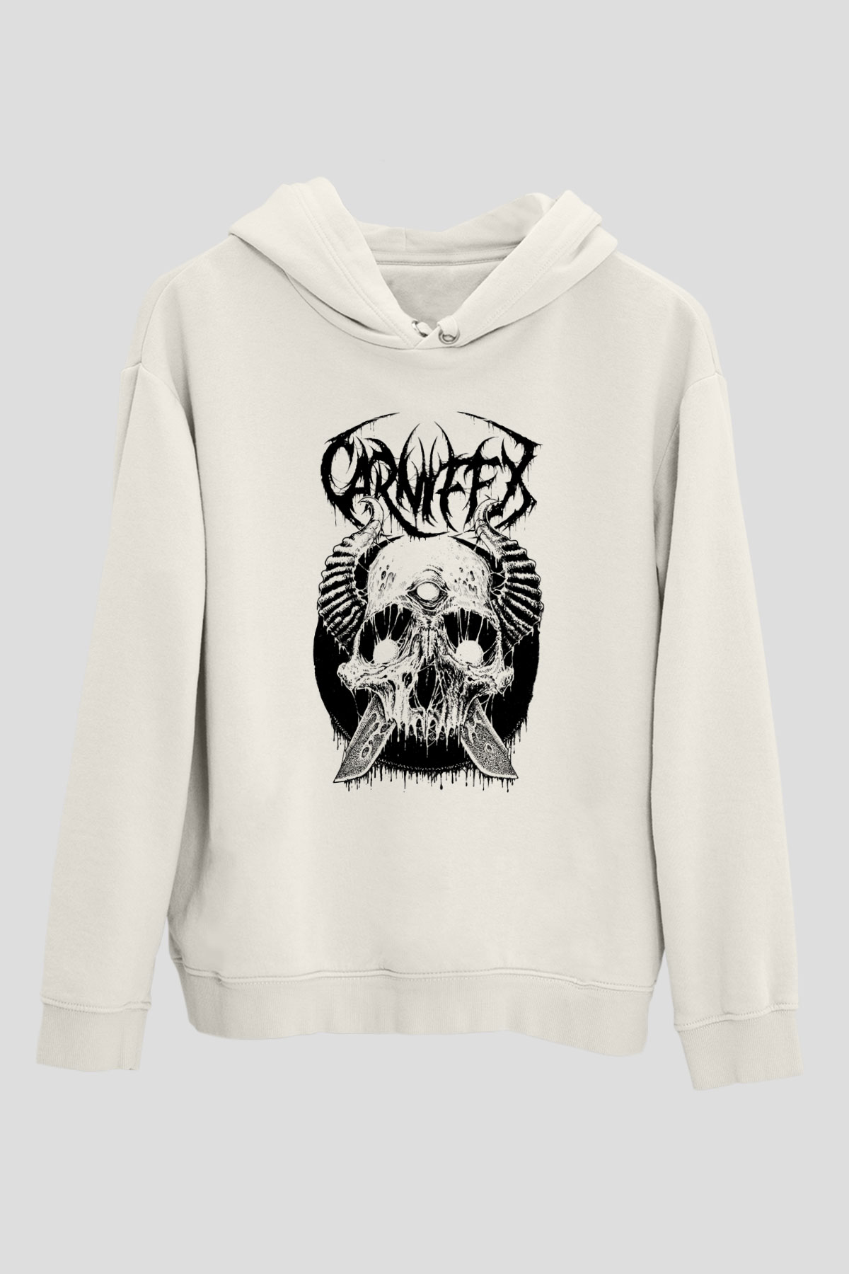 Carnifex Beyaz Unisex Kapüşonlu Sweatshirt
