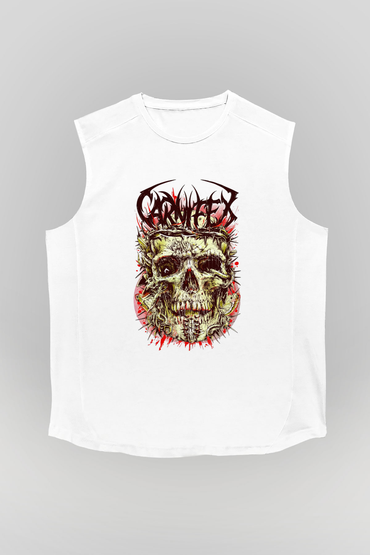 Carnifex Beyaz Unisex Kolsuz Tişört