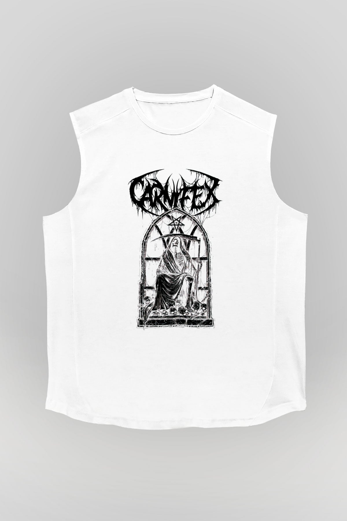 Carnifex Beyaz Unisex Kolsuz Tişört
