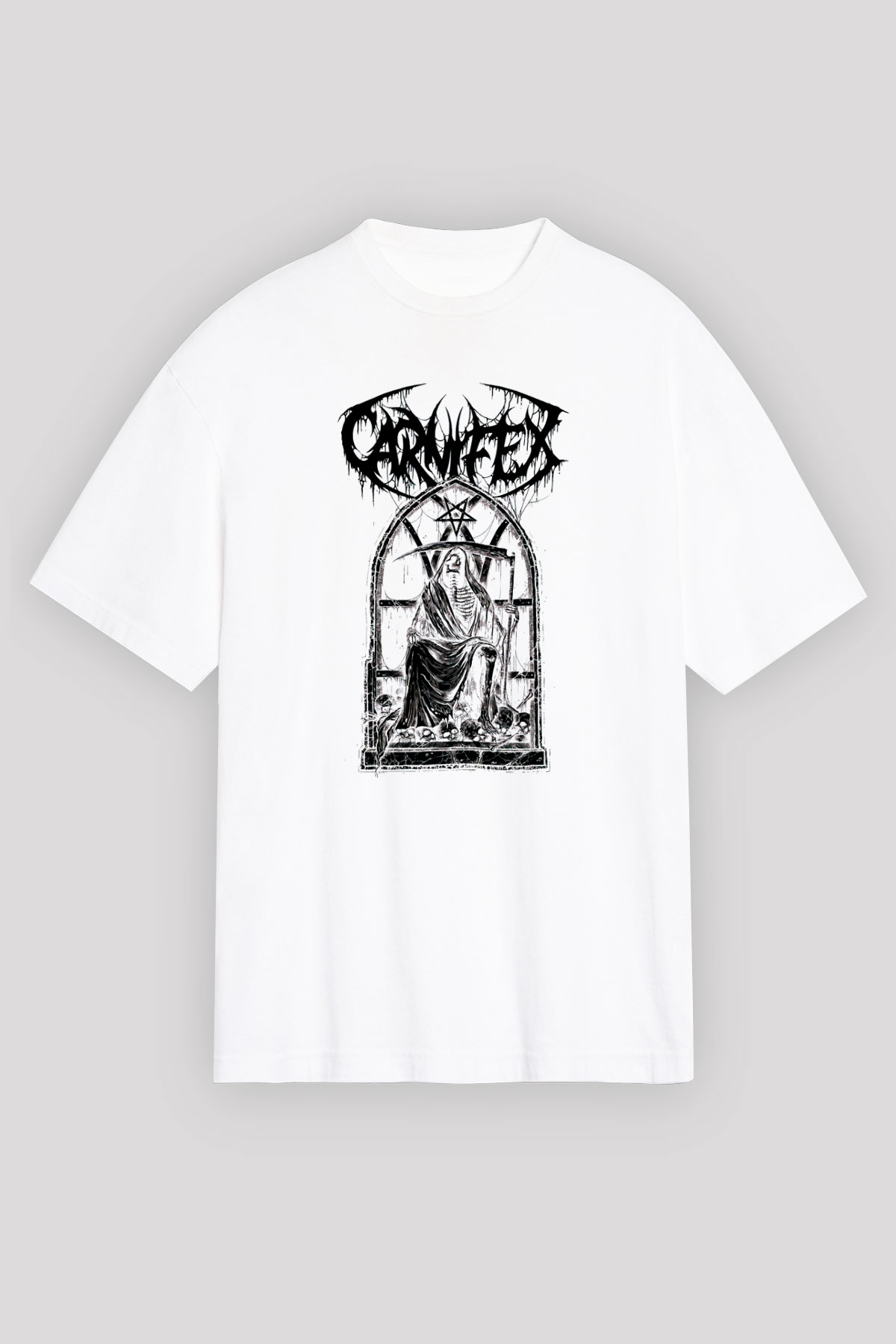 Carnifex Beyaz Unisex Oversize Tişört T-Shirt
