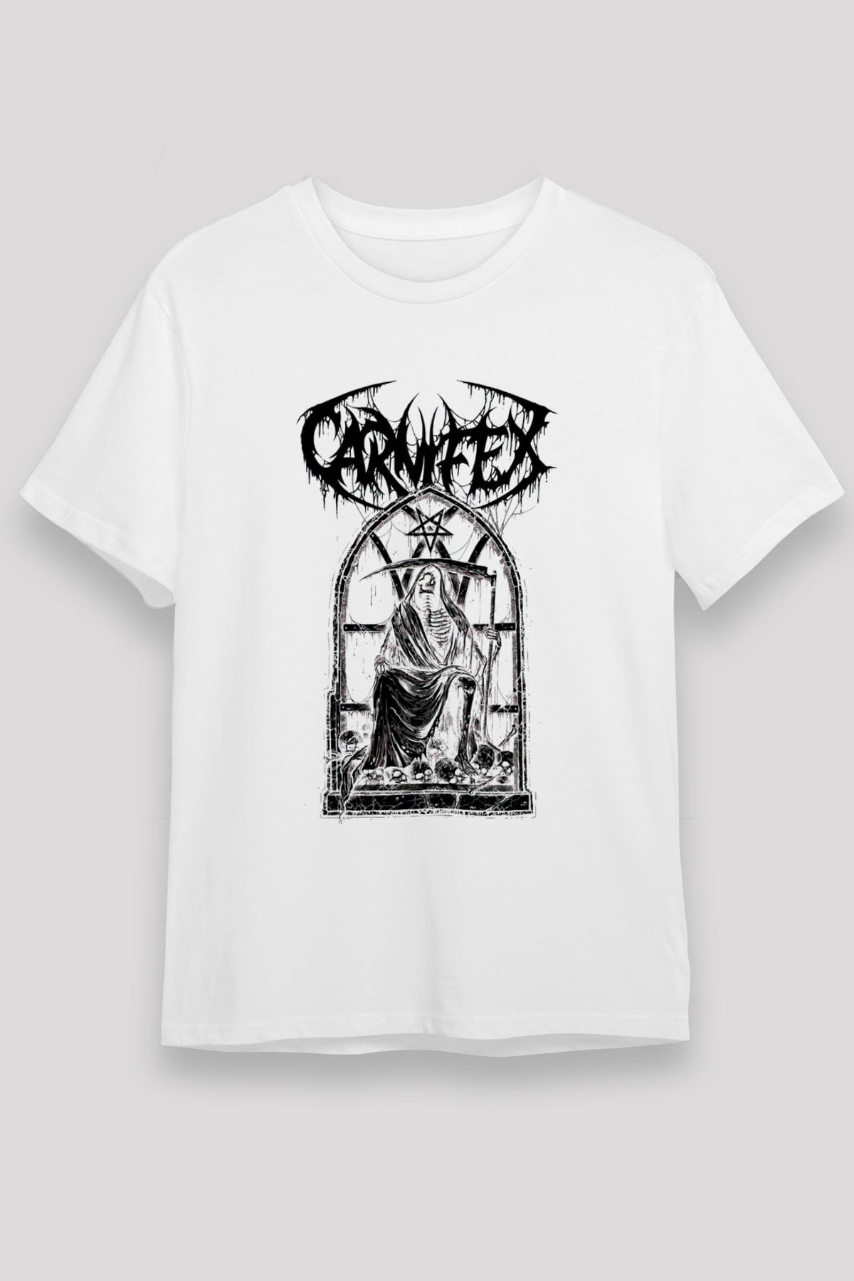 Carnifex Beyaz Unisex Tişört T-Shirt - TişörtFabrikası
