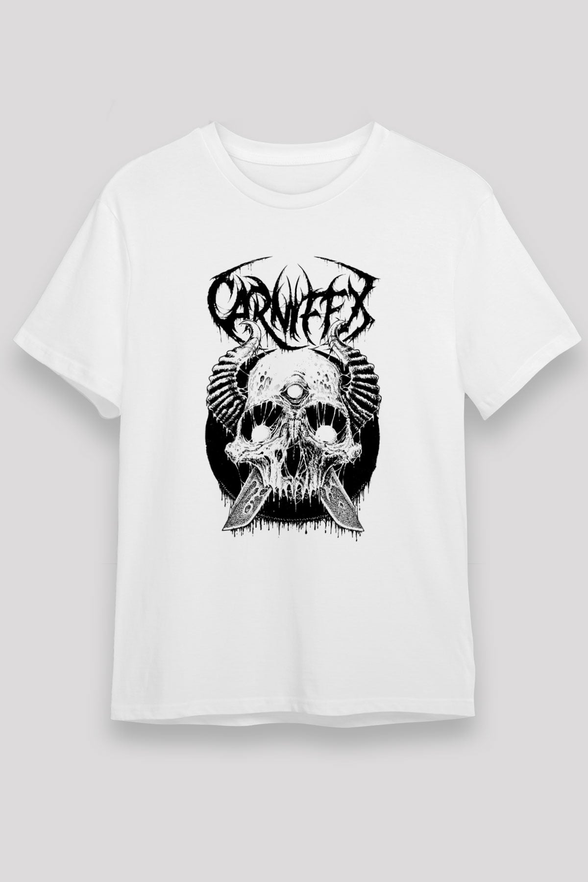 Carnifex Beyaz Unisex Tişört T-Shirt - TişörtFabrikası