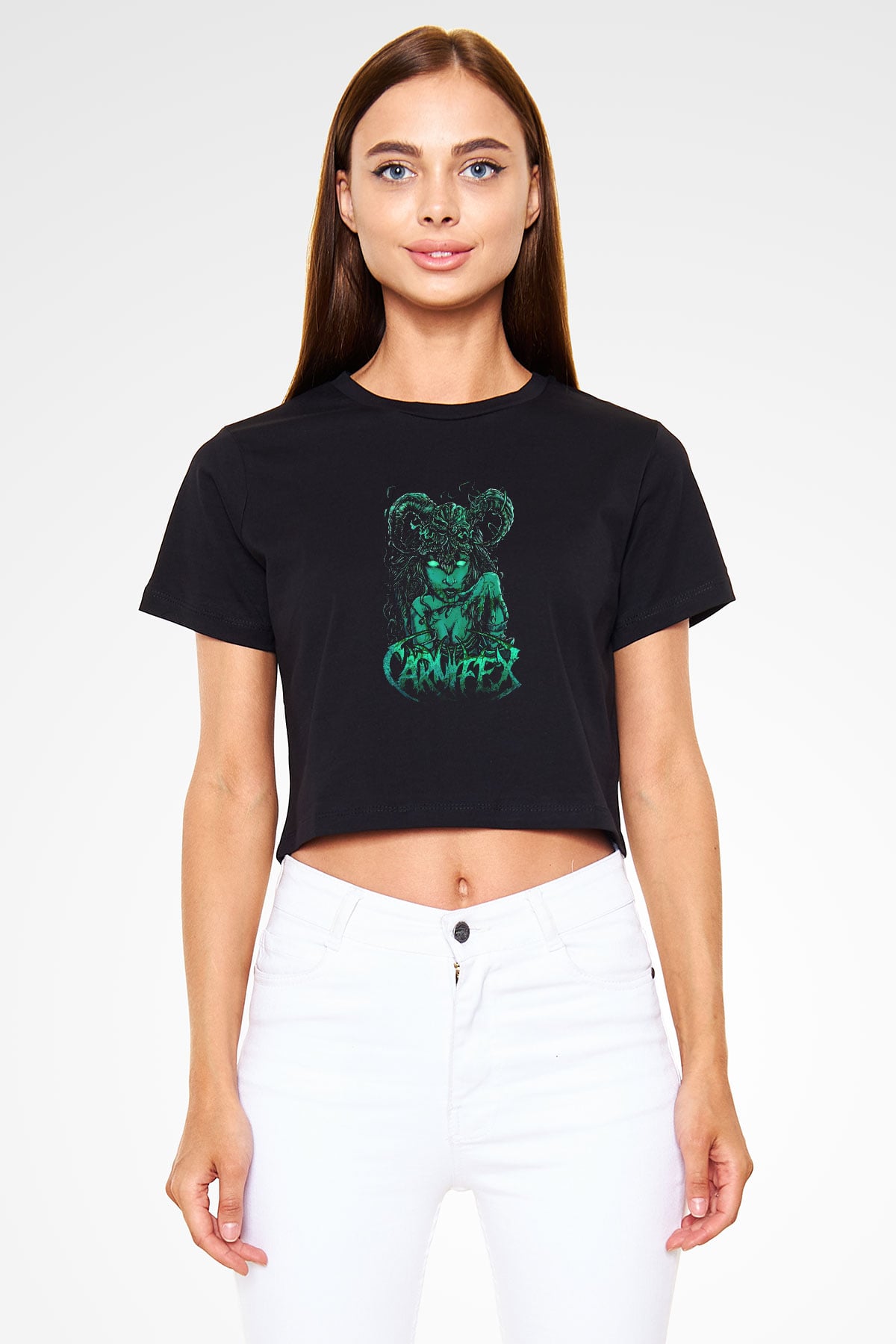 Carnifex Siyah Crop Top Tişört