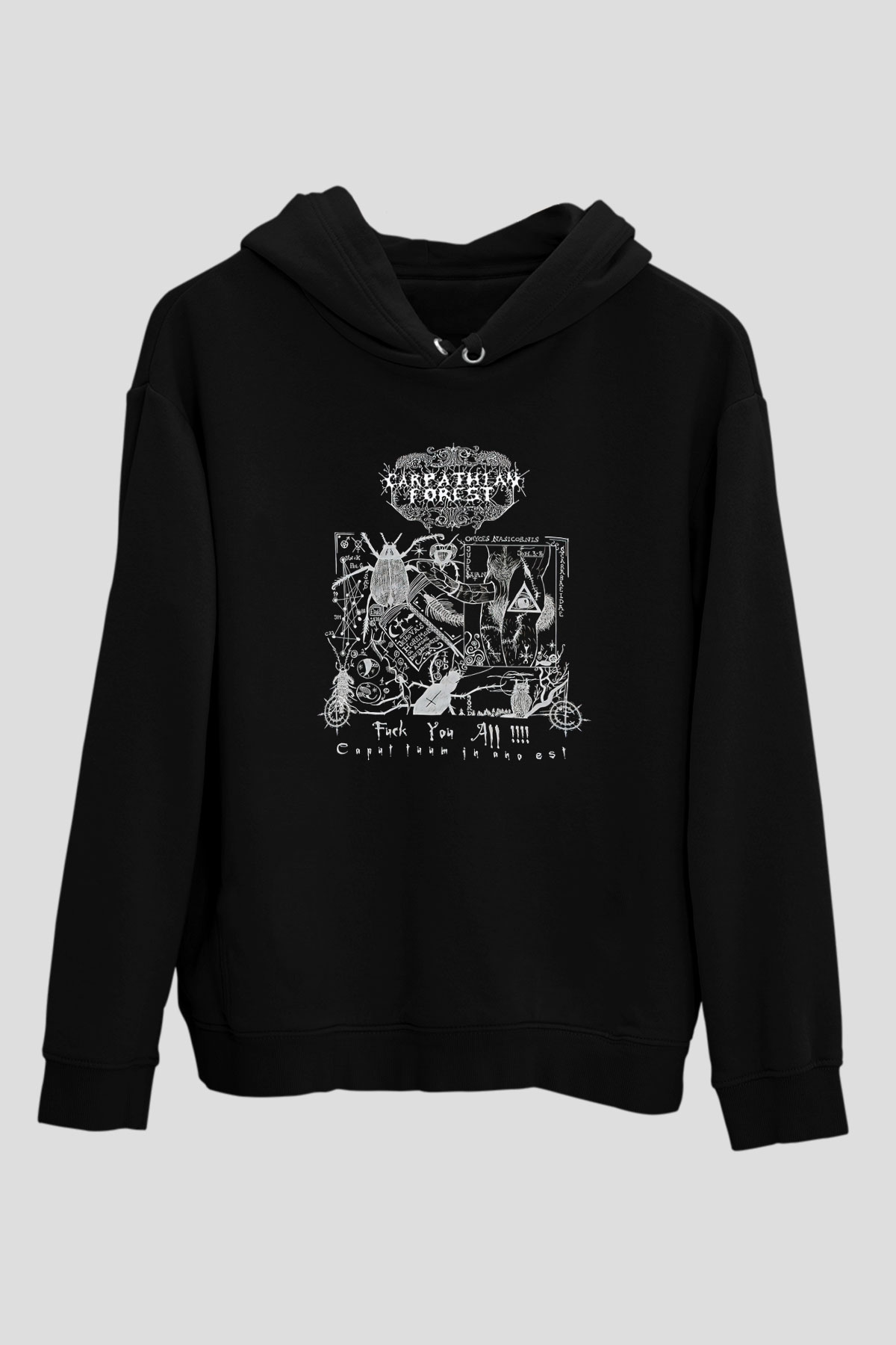 Carpathian Forest Baskılı Unisex Siyah Kapüşonlu Sweatshirt