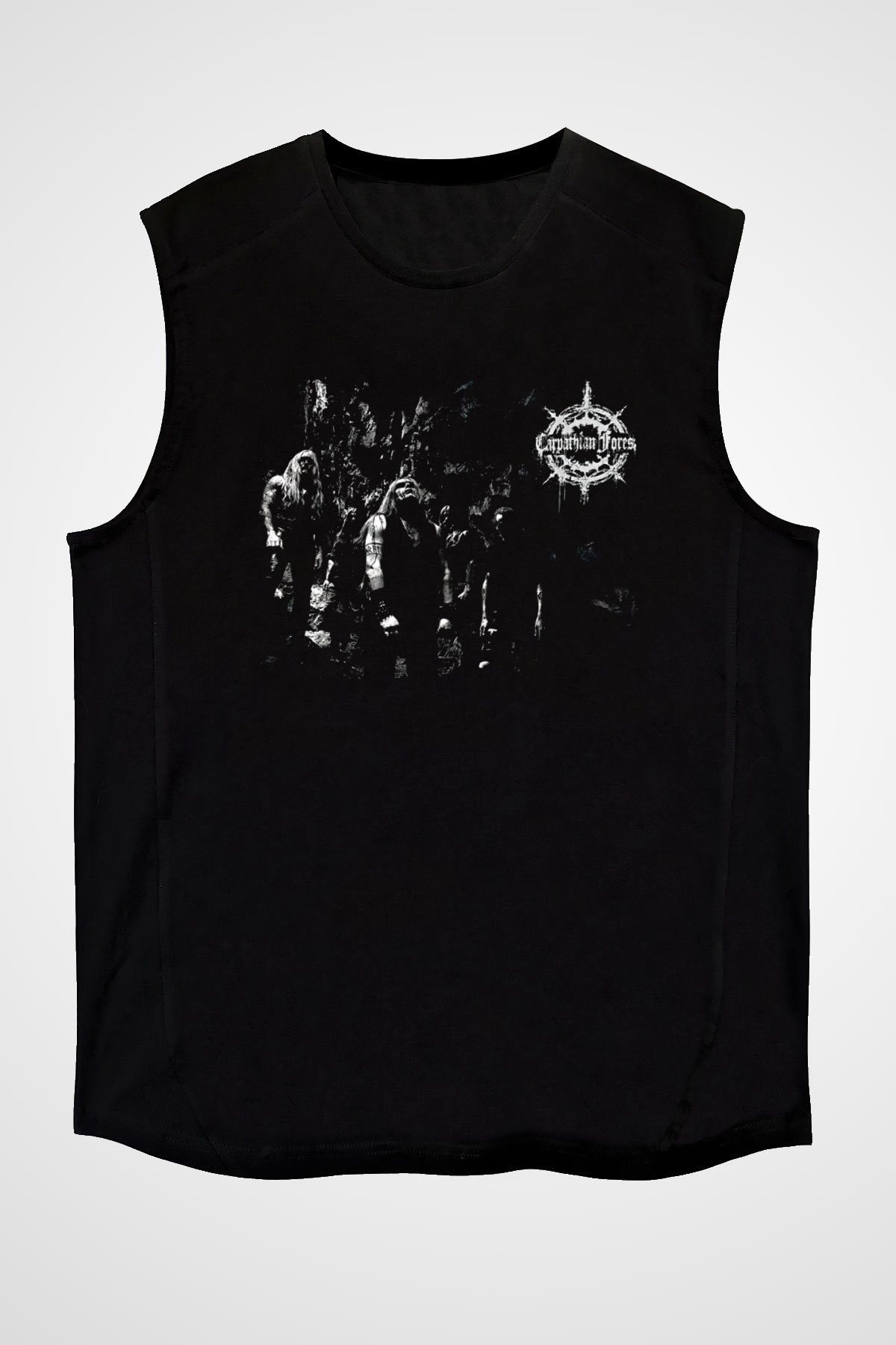 Carpathian Forest Baskılı Unisex Siyah Kolsuz Tişört - Tshirt