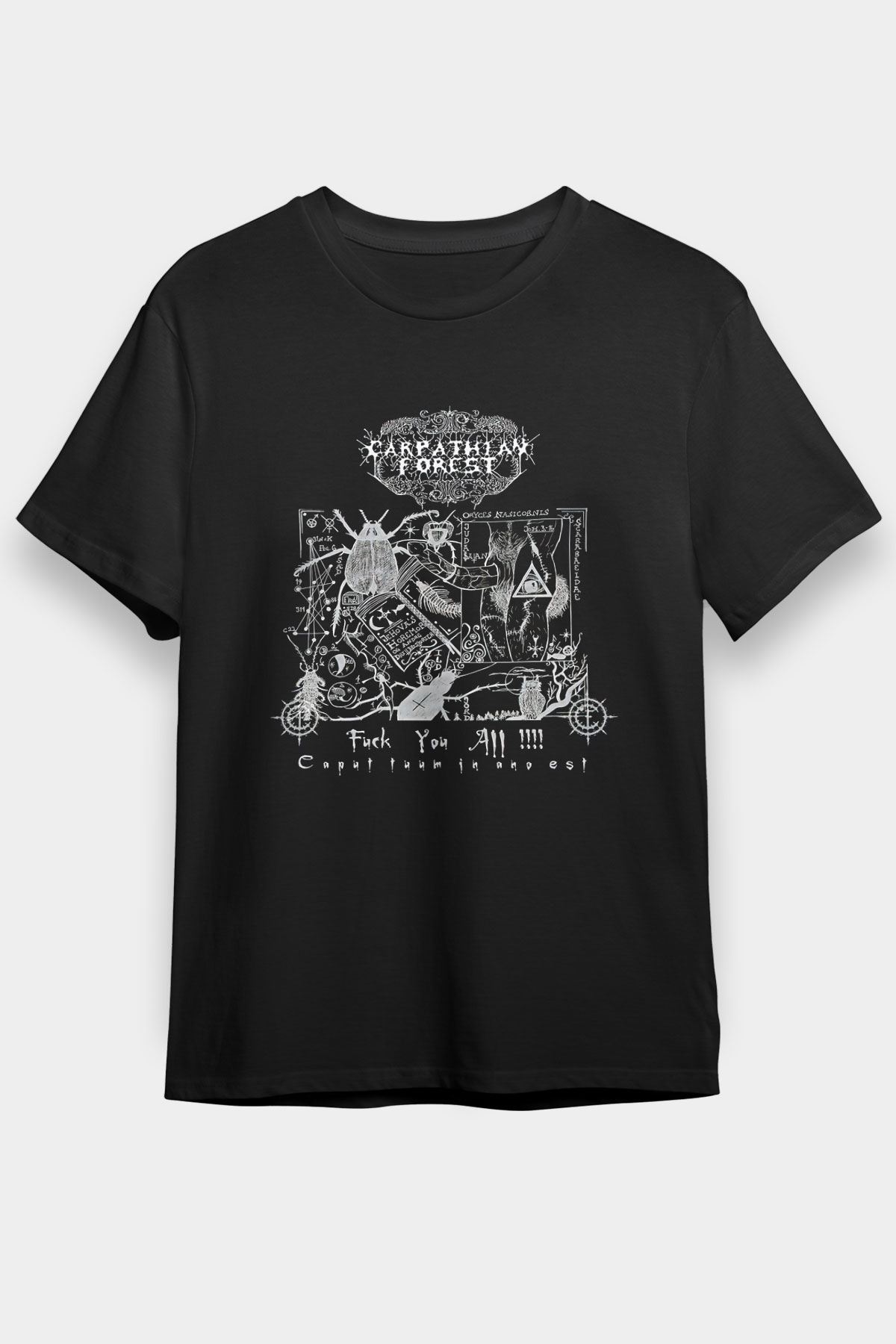 Carpathian Forest Baskılı Unisex Siyah Tişört - Tshirt