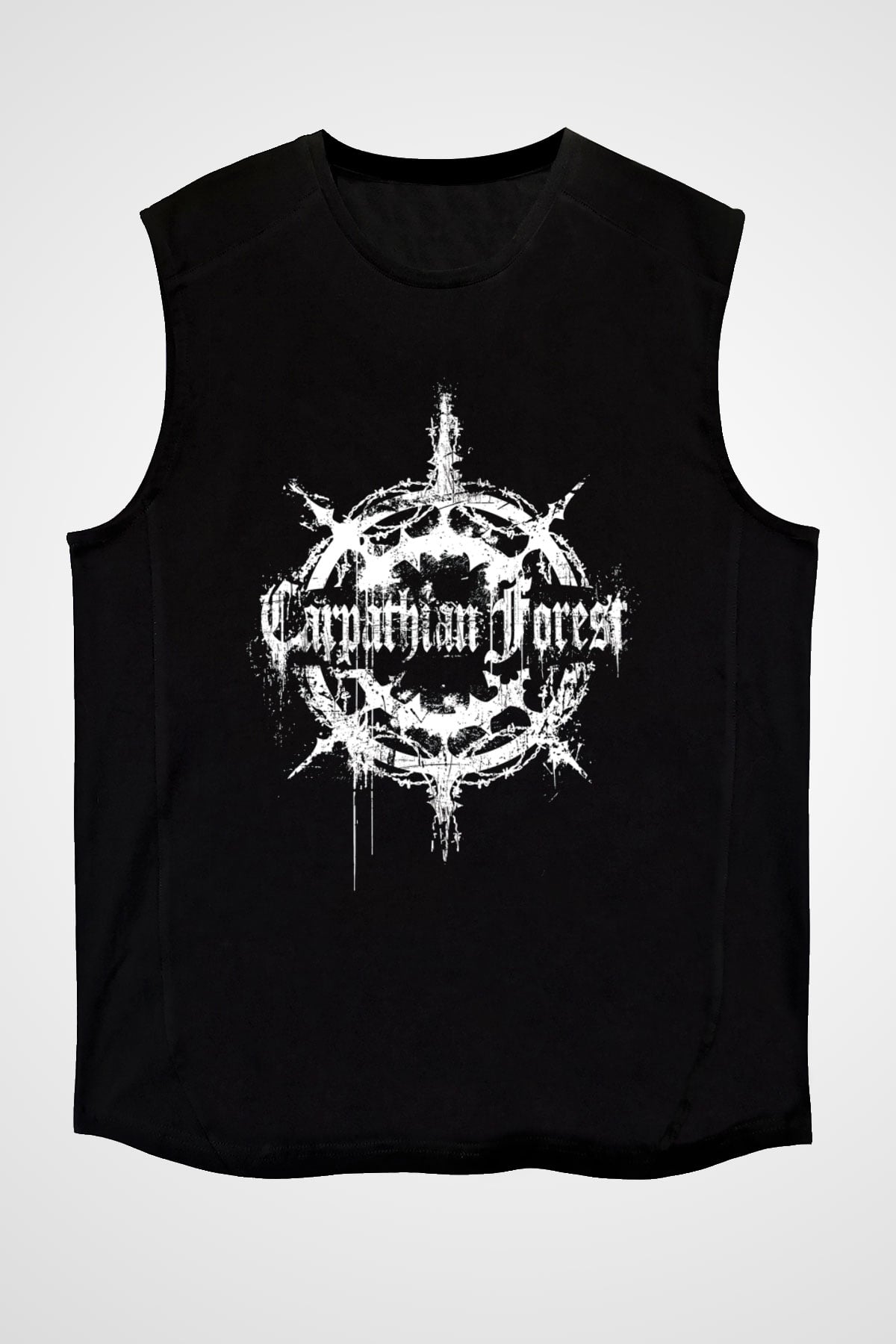 Carpathian Forest Baskılı Unisex Siyah Kolsuz Tişört - Tshirt