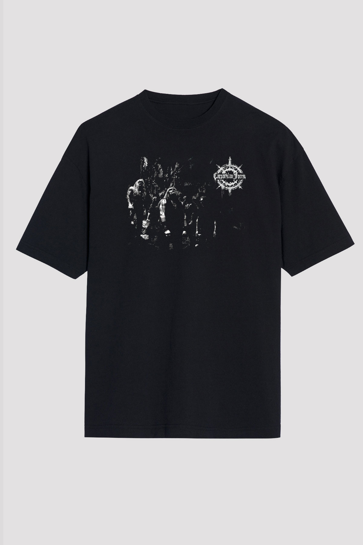Carpathian Forest Baskılı Unisex Siyah Oversize Tişört - Tshirt