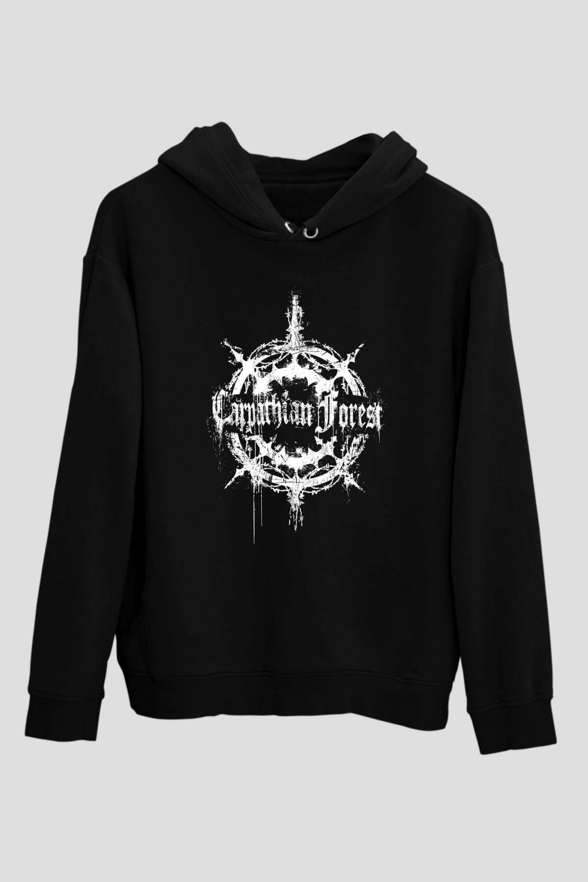 Carpathian Forest Baskılı Unisex Siyah Kapüşonlu Sweatshirt