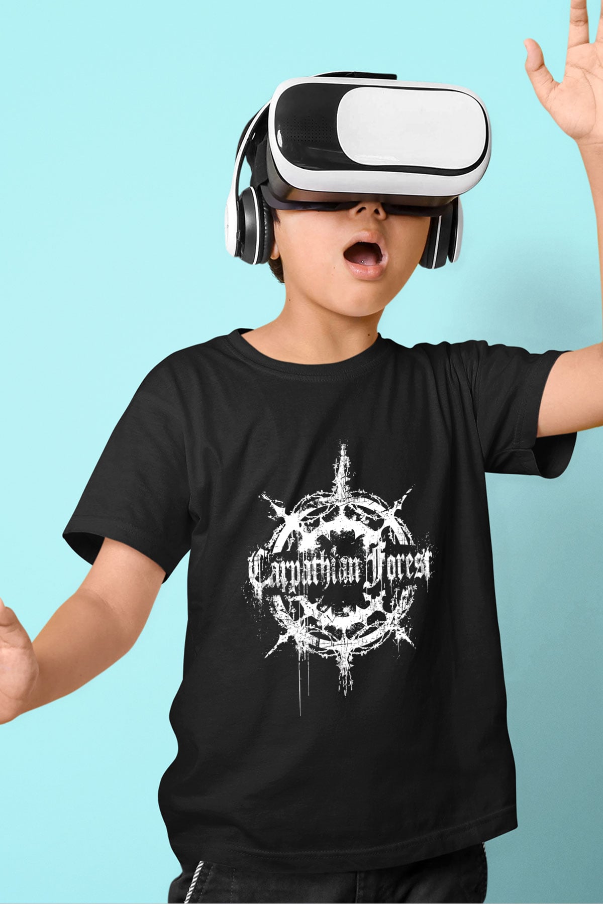 Carpathian Forest Baskılı Unisex Siyah Çocuk Tişört - Tshirt