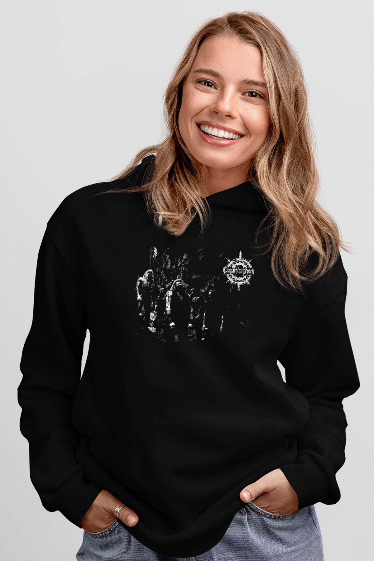 Carpathian Forest Baskılı Unisex Siyah Kapüşonlu Sweatshirt