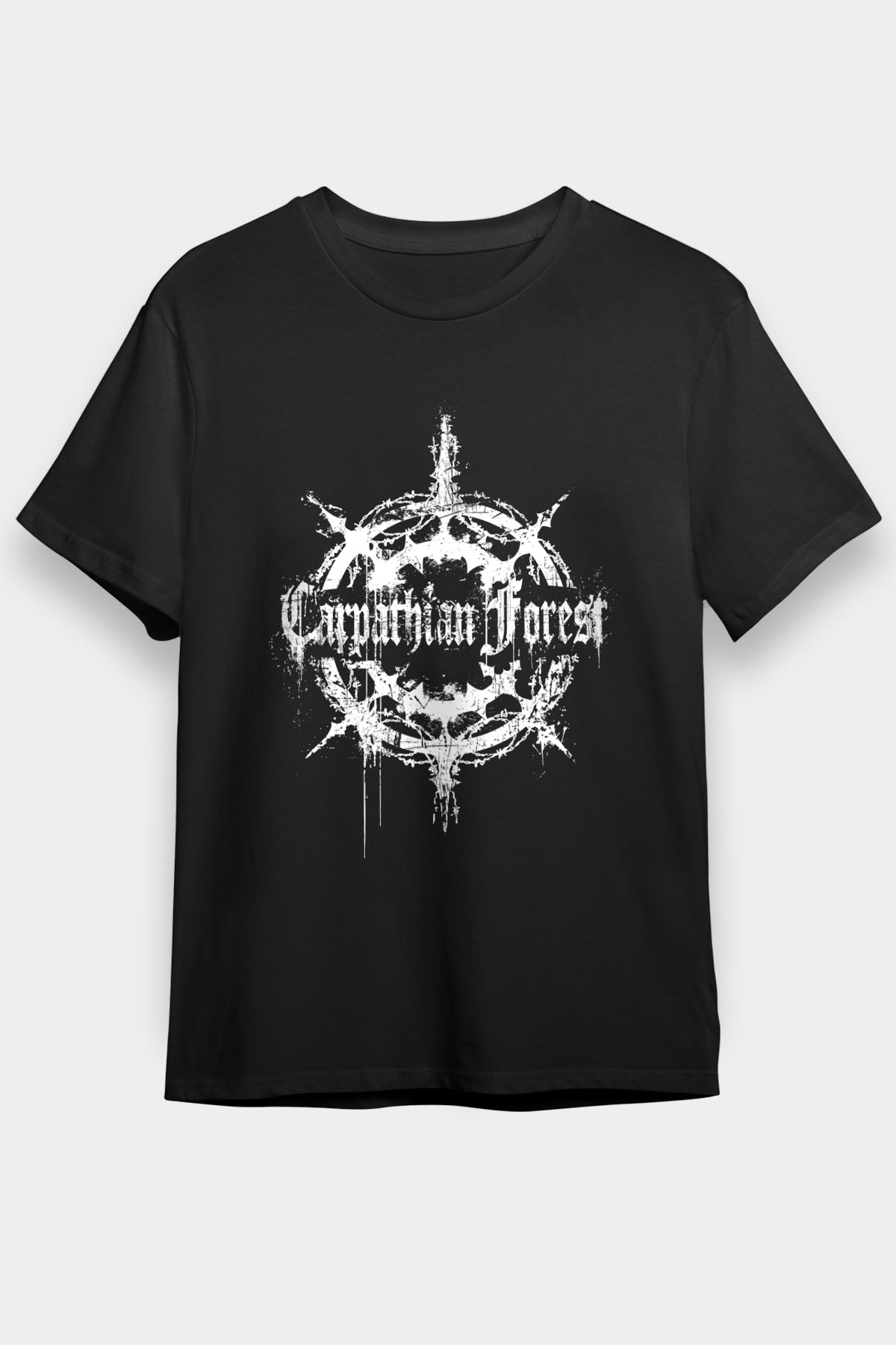 Carpathian Forest Baskılı Unisex Siyah Tişört - Tshirt