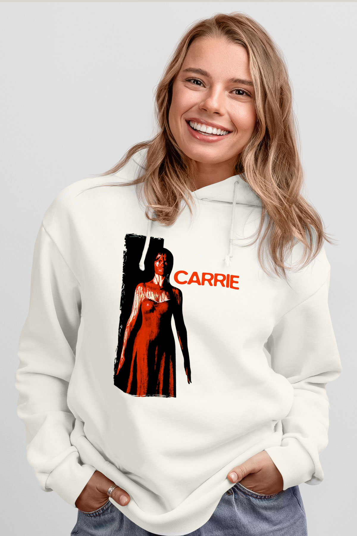 Carrie Beyaz Unisex Hoodie