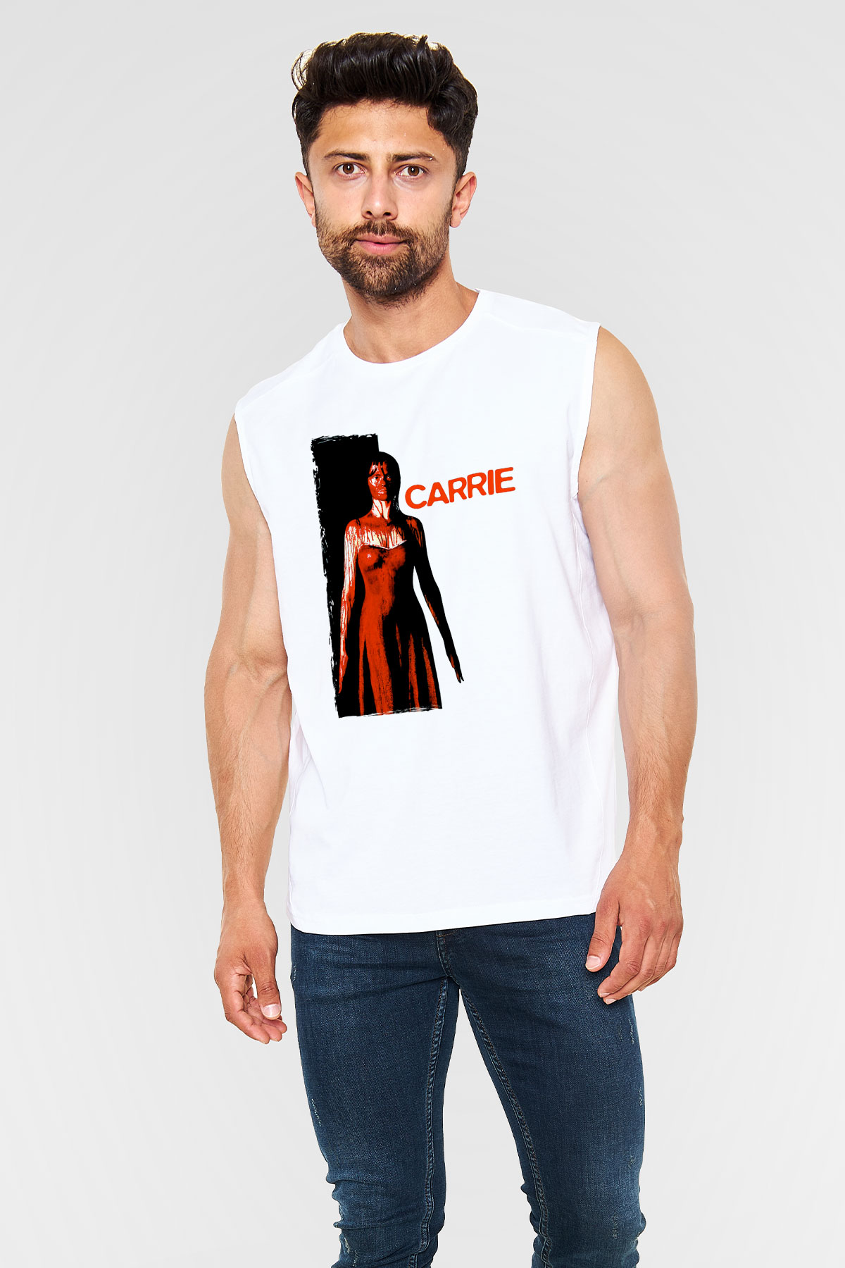 Carrie Beyaz Unisex  Kolsuz Tişört