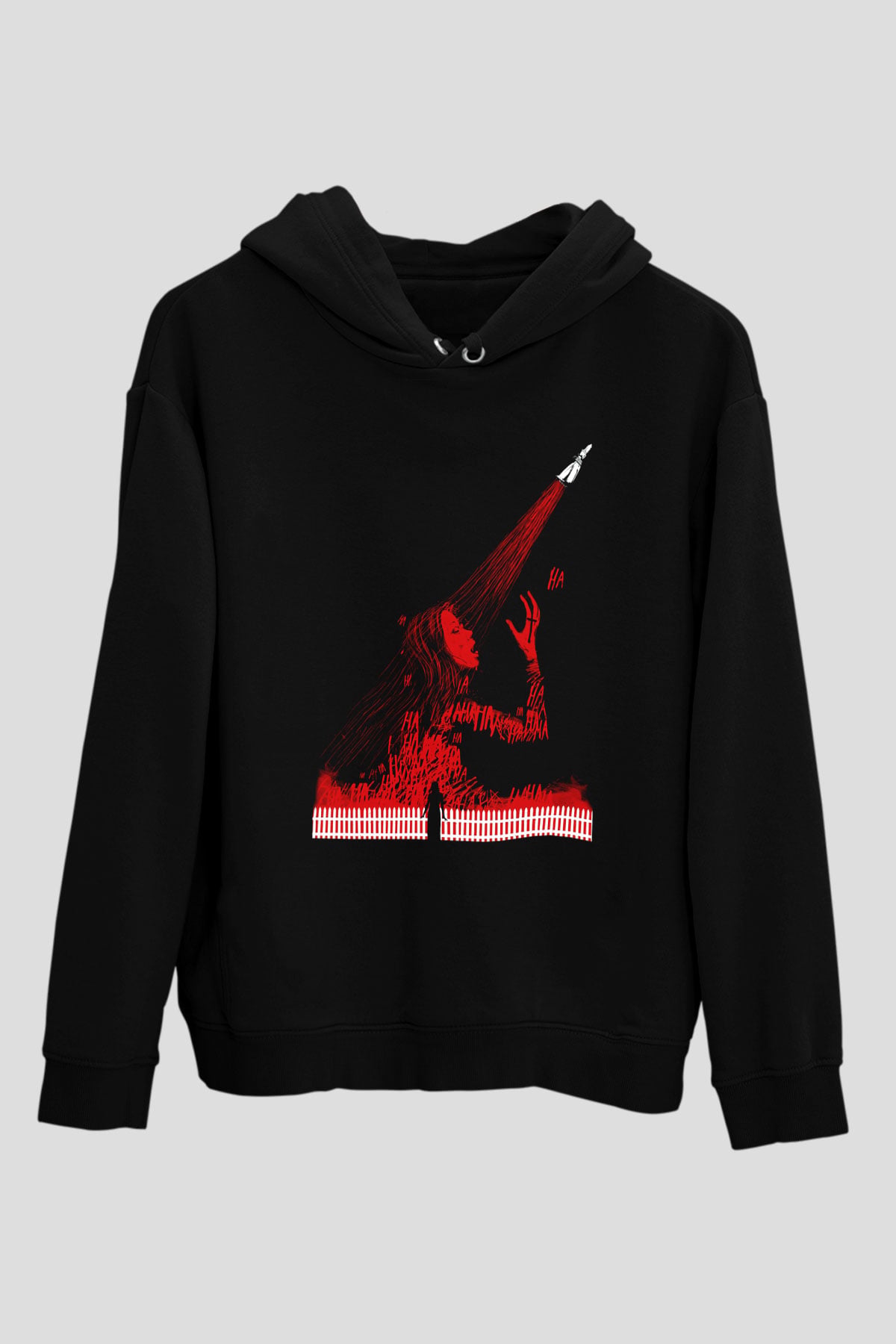 Carrie Siyah Unisex Kapüşonlu Sweatshirt