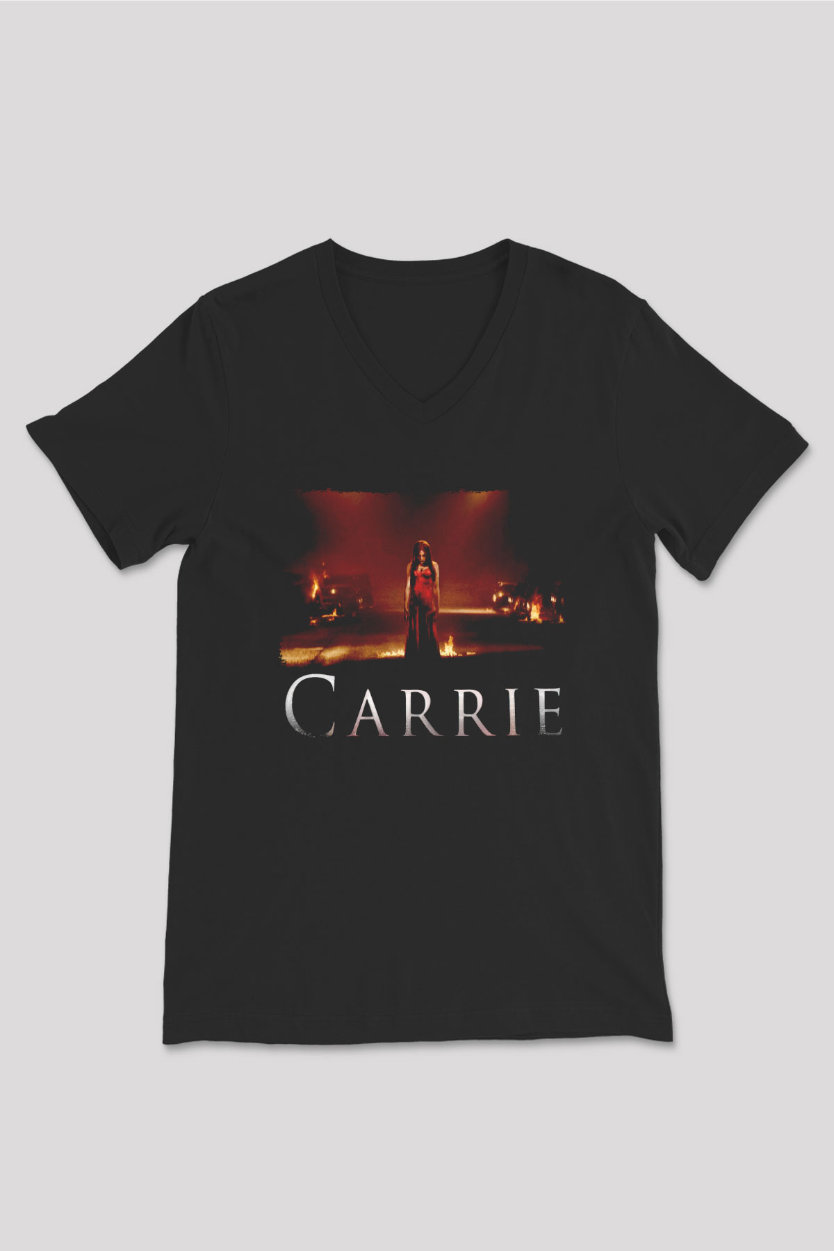 Carrie Siyah Unisex  V Yaka Tişört