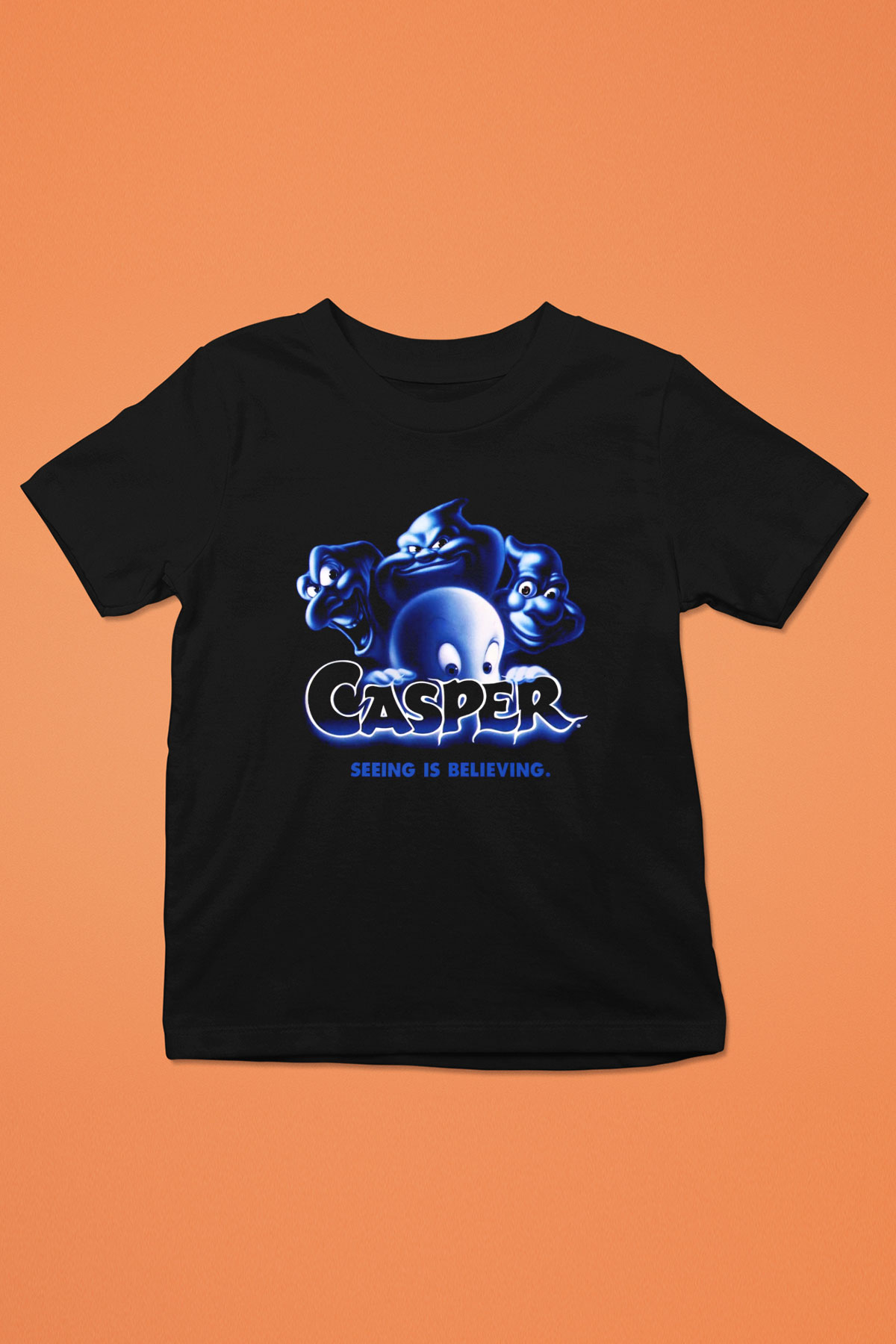 Casper the Friendly Ghost Baskılı Siyah Unisex Çocuk Tişört